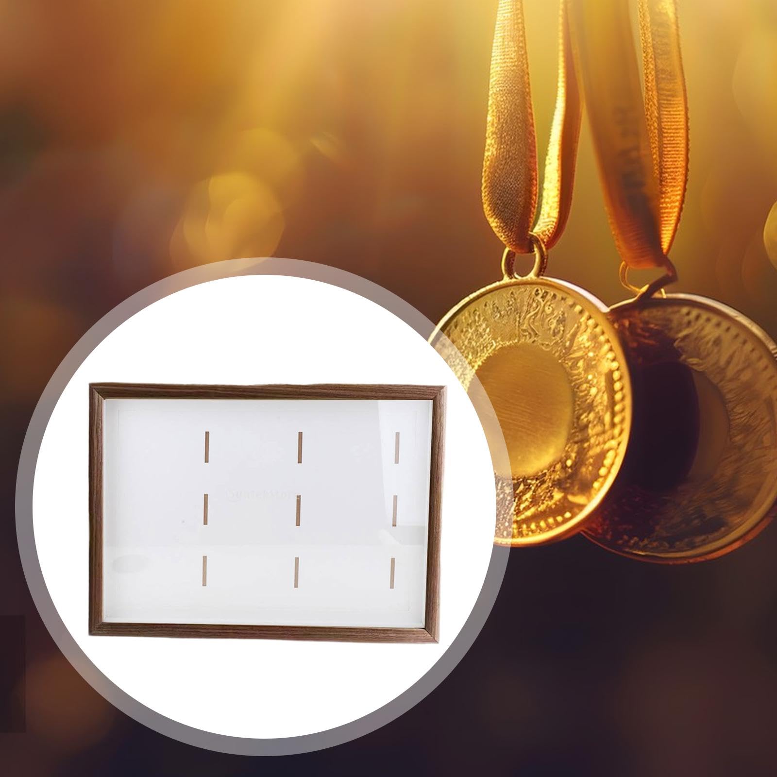 Gralara Medals Display Case Holz Medaillen Präsentationsrahmen Auszeichnungen Sammelbox mit Schutzfunktion Transparentes Fenster für Sportler Sammler Zuhause, Braun, A3