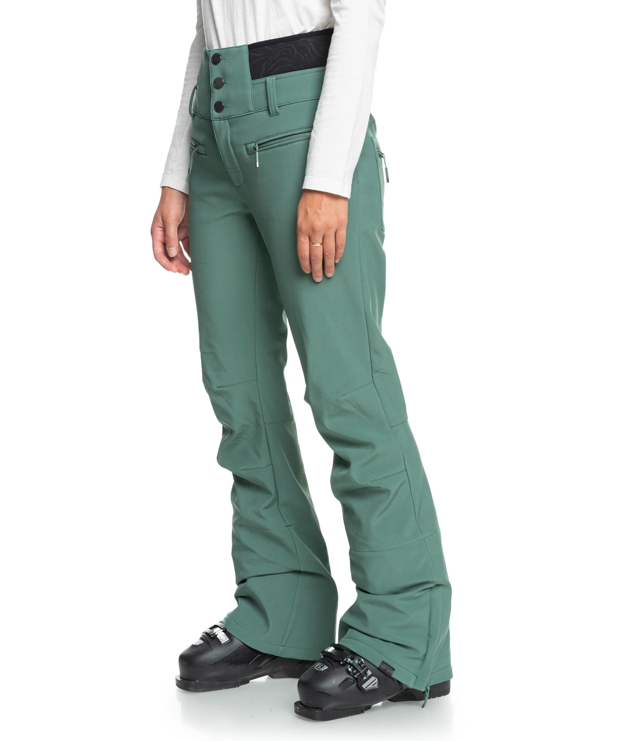 Roxy Women's Rising High Snow Pants with DryFlight Technology, Dark Forest, Medium