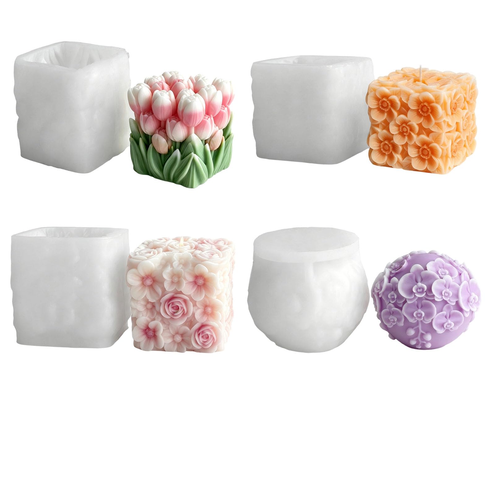 Shntig Flower Bouquets Silicone Molds Easy Demolding for Making Soap Gypsum Decoration Chocolate Cast Elastomer