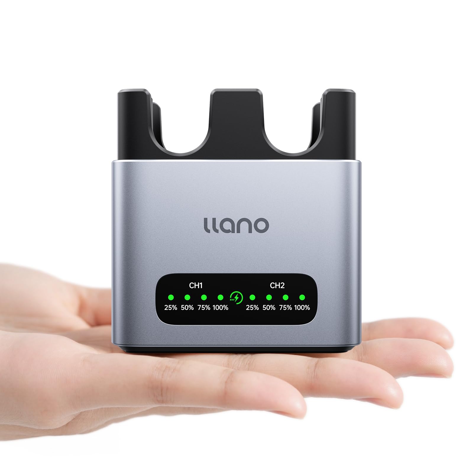 llano NP-W235 Akku-Schnellladegerät, 20W 2-Slot, CNC-Alu