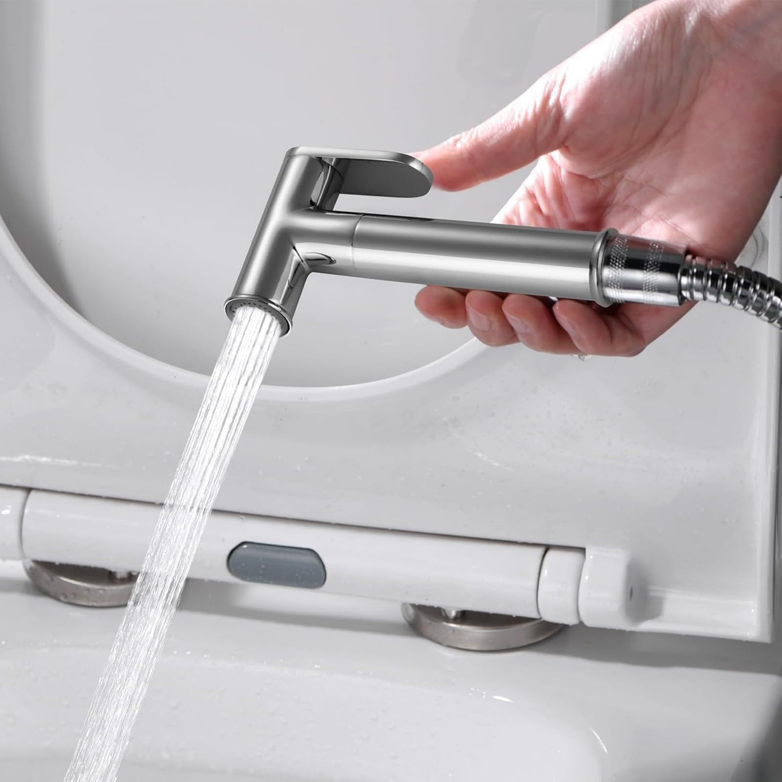 Ibergrif Bidet Handbrause für WC, Einhebelmischer, Chrom | Kaltwasser WC Dusche Set mit Schlauch und Halterung