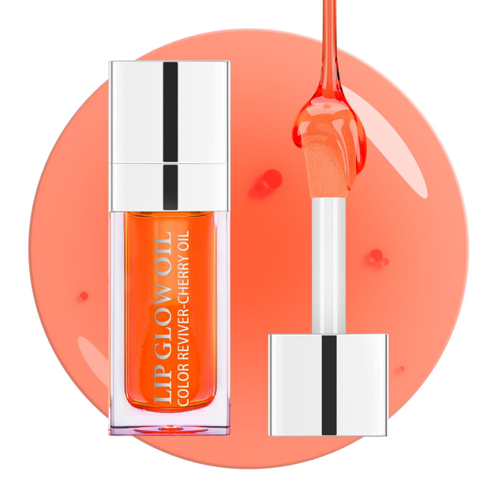 Ofanyia Hydrating Lip Glow Oil, Plumping Lip Gloss Tinted Lip Balm Transparent Lip Care, Long Lasting Hydrating Lip Gloss Tinted Lip Non-Sticky, Lip Tint Lip Care Oil for Dry Lip (004# Coral)