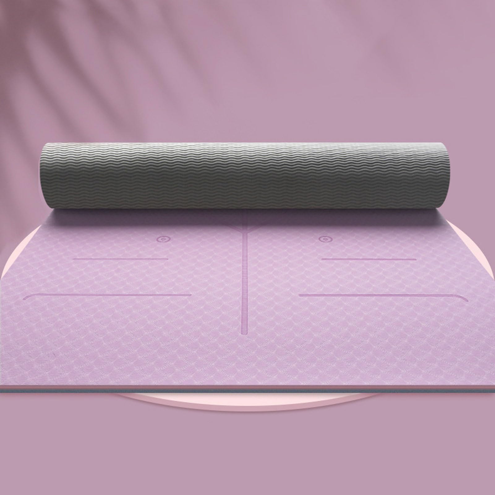 Yogamatte Rutschfest Dicker, Fitnessmatte Sportmatte mit Ausrichtungslinien, Pilates Matte Gymnastikmatte mit Tragegurt für Yoga-Anfänger, Fitness und Turner (A 185x80x0.7cm)