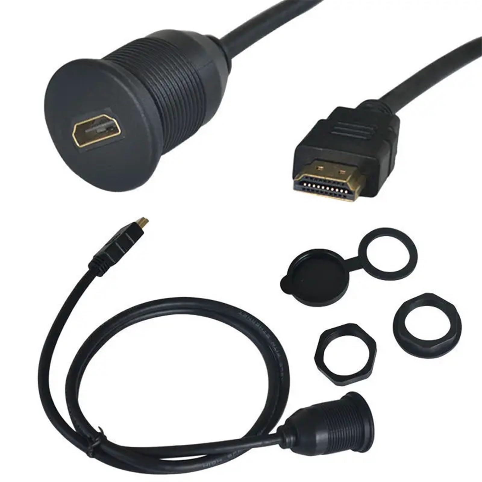 1M 2M Car Boat Dash Flush Mount USB 3.0 A męski na żeński + HDMI - kompatybilny z przewodem przedłużającym kabel do montażu ołowiu (2 m, HDMI)