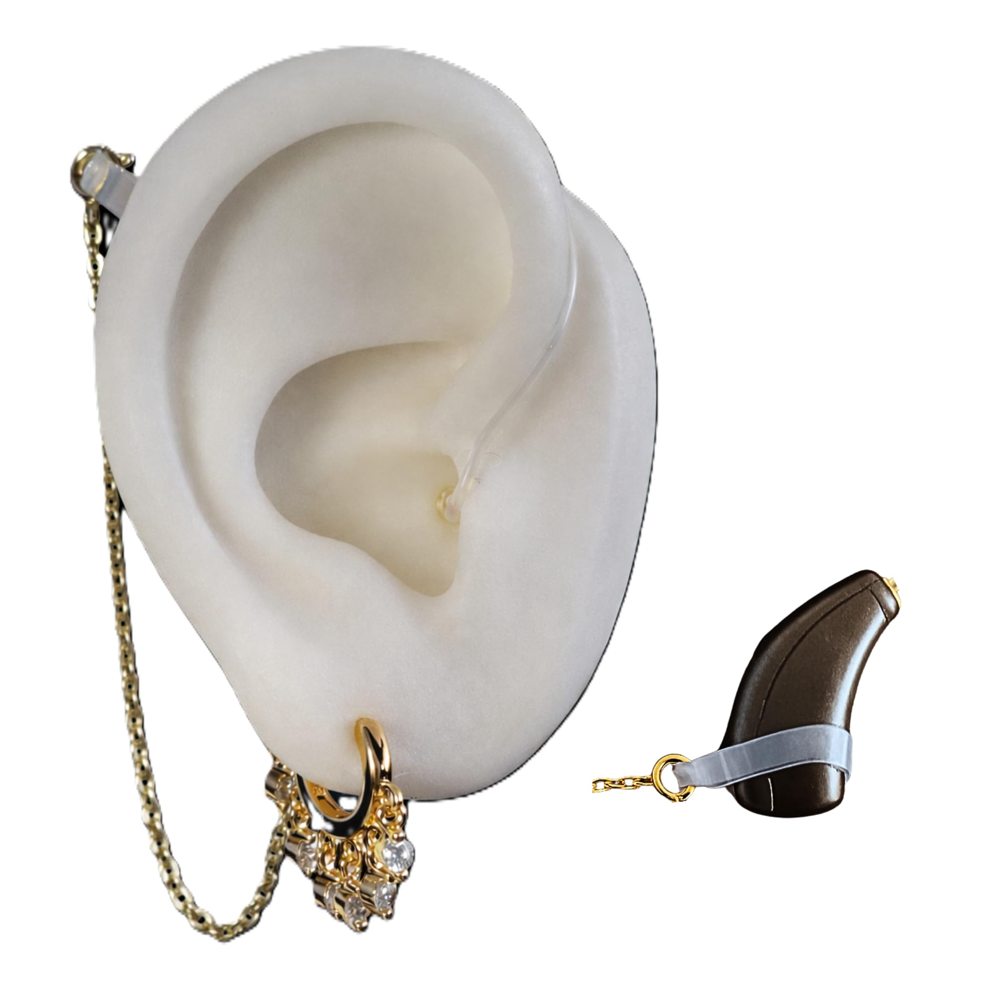Anti Loss Ear Studs for Deafness | Retaining Chain for Deaf Hearing Aids | Prevents Drops and Losses of Amplifiers, Sonotons or Cochlear Implants | 925 Silver