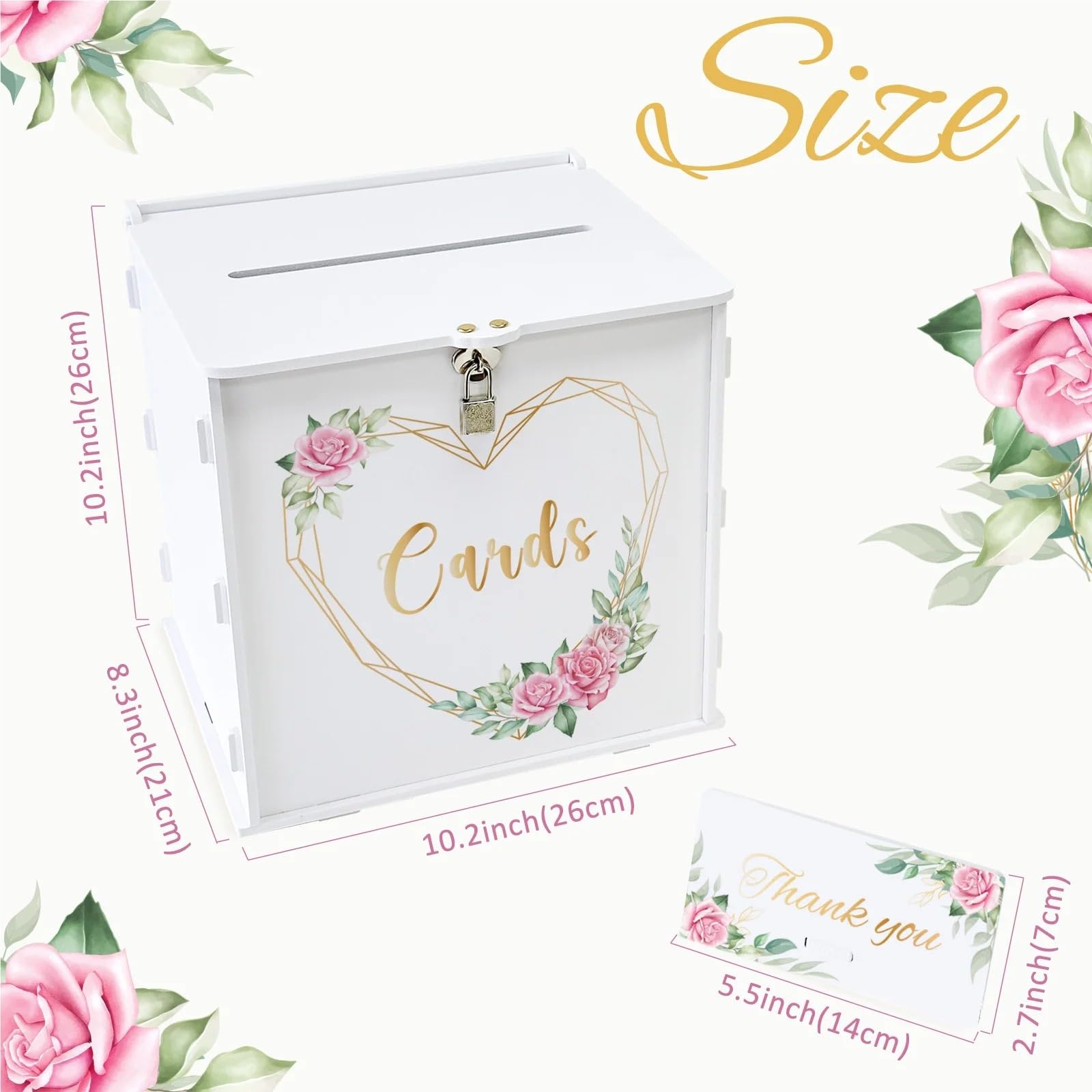 Caja for tarjetas de boda con corona corazón blanca