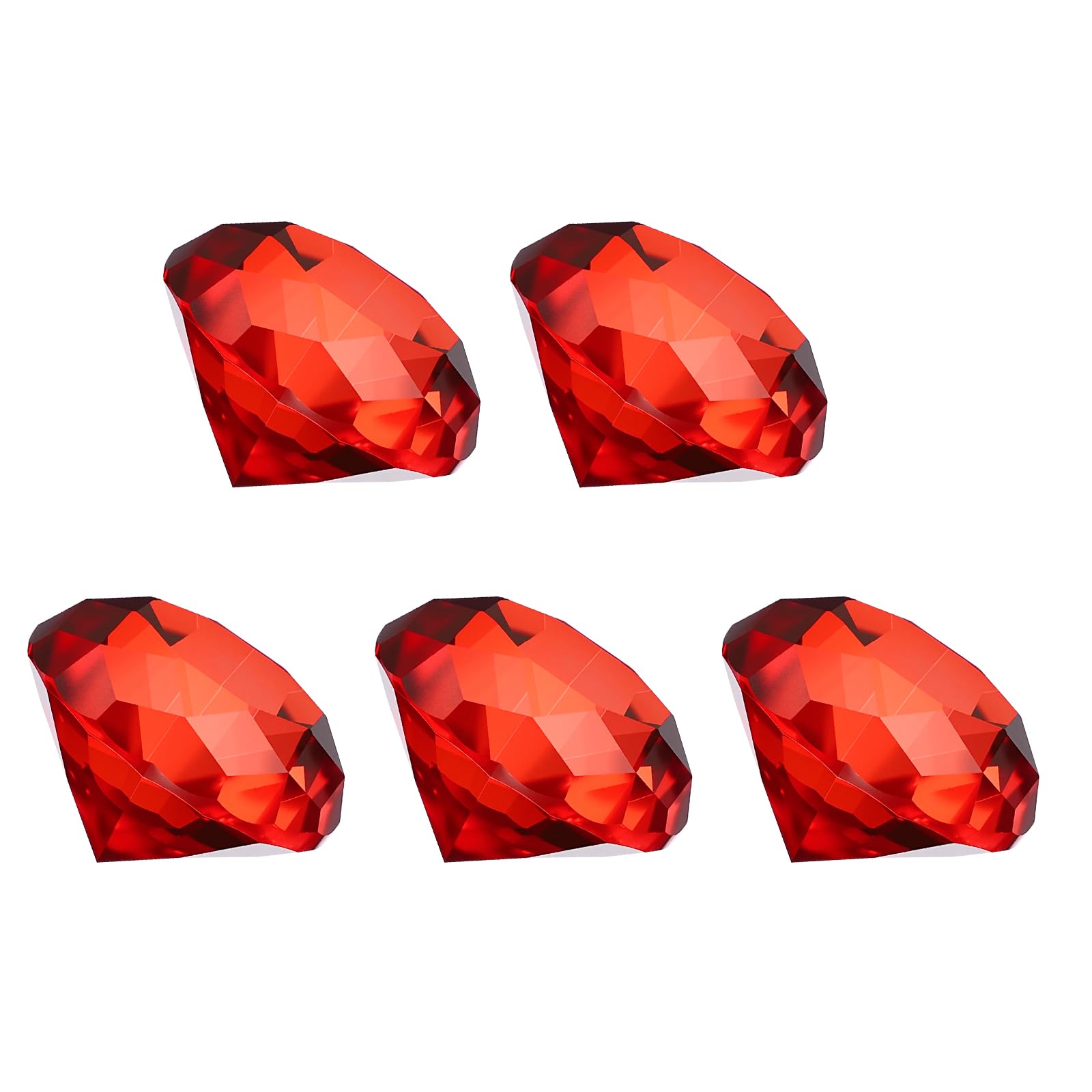 PATIKIL 5 Pcs Diamond Crystal Paperweight, 40mm / 1.57 Inch Crystal Paperweight Paper Weight for Home Office Desktop Table Decor Wedding Party Jewelry Ornaments, Red