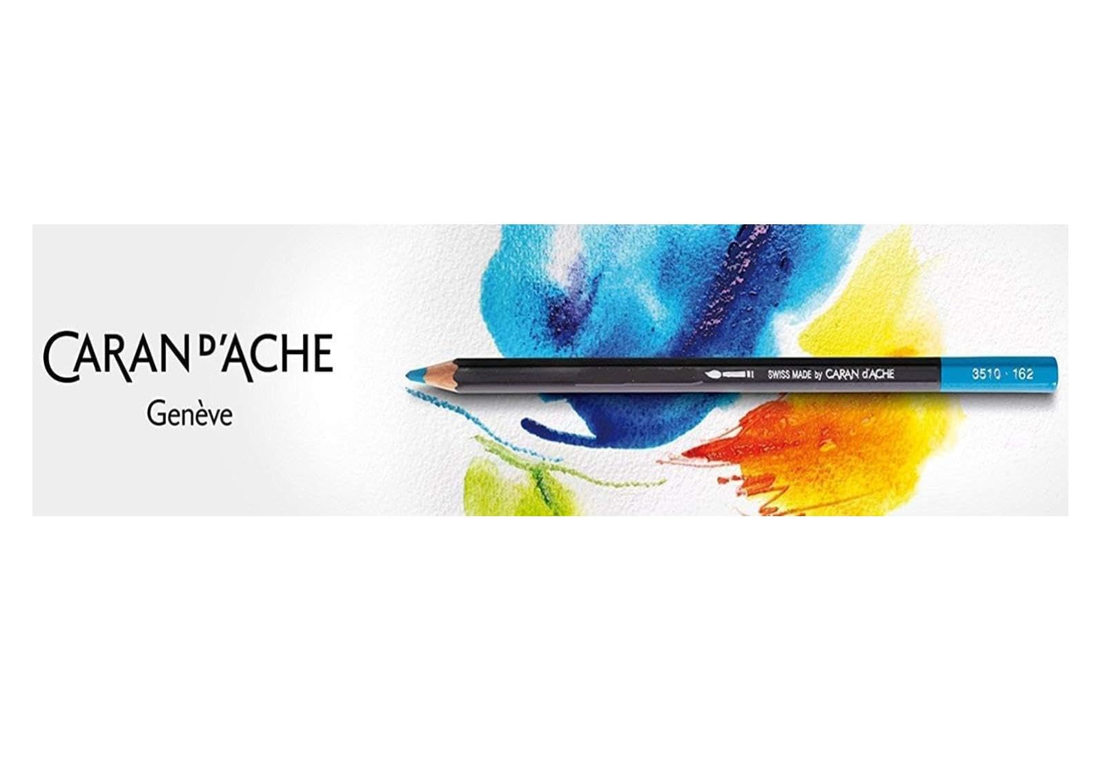Caran D'ache Swisscolor - Matite acquerellabili in scatola di metallo, confezione da 40 pezzi e 2 carte