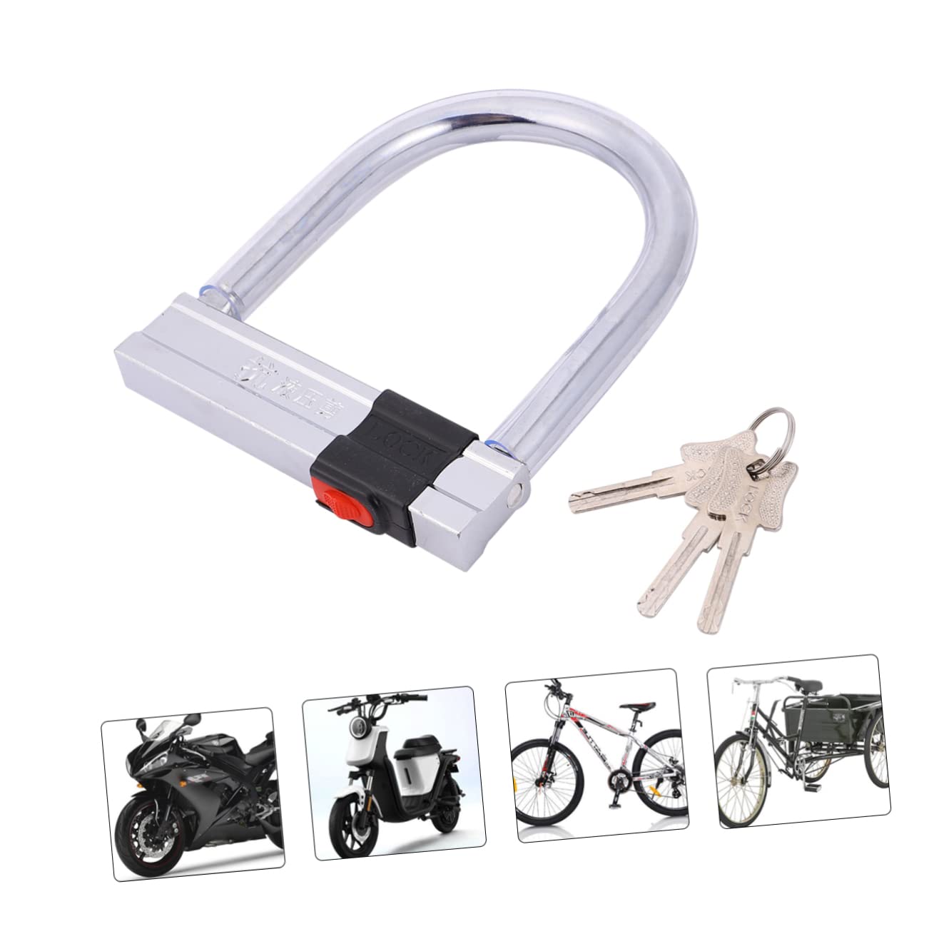 Sosoport 1pezzi Lucchetto Catena Antifurto Per Bici Accessorio Robusto Per Mountain Bike Lucchetto u Per Sicurezza All Aperto Resistente e Durevole