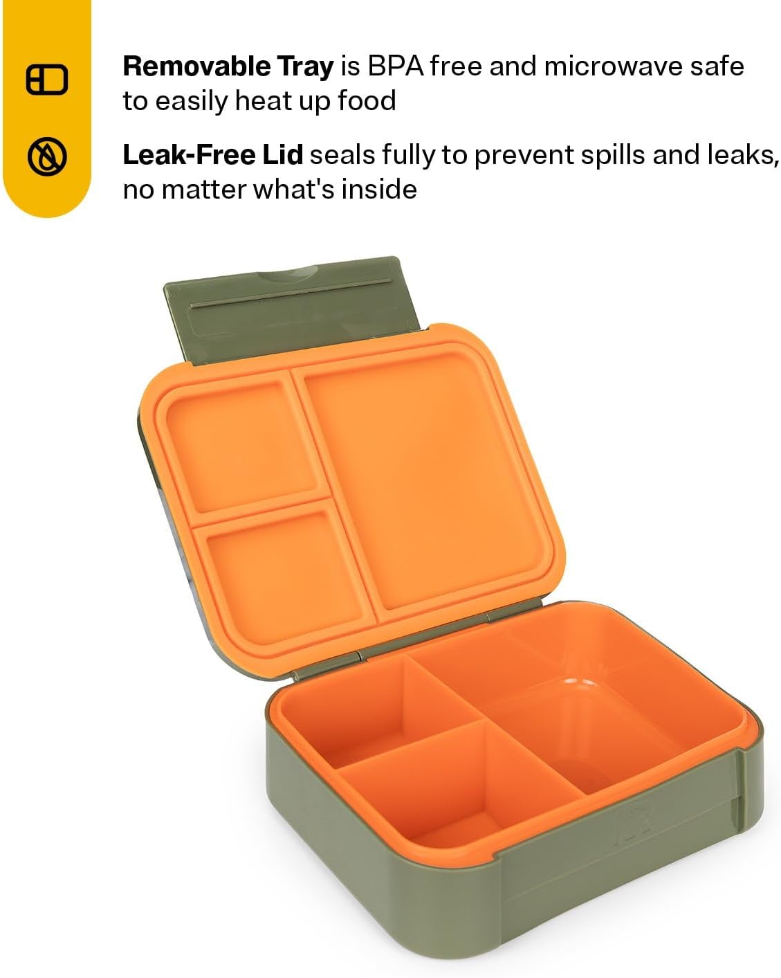 RTIC Day Packer Lunch Container Bento Box with Lid and 3 Compartments for Kids, School, Girls and Boys, Cold and Hot Food, Leak-Proof, Microwavable, Dishwasher Safe