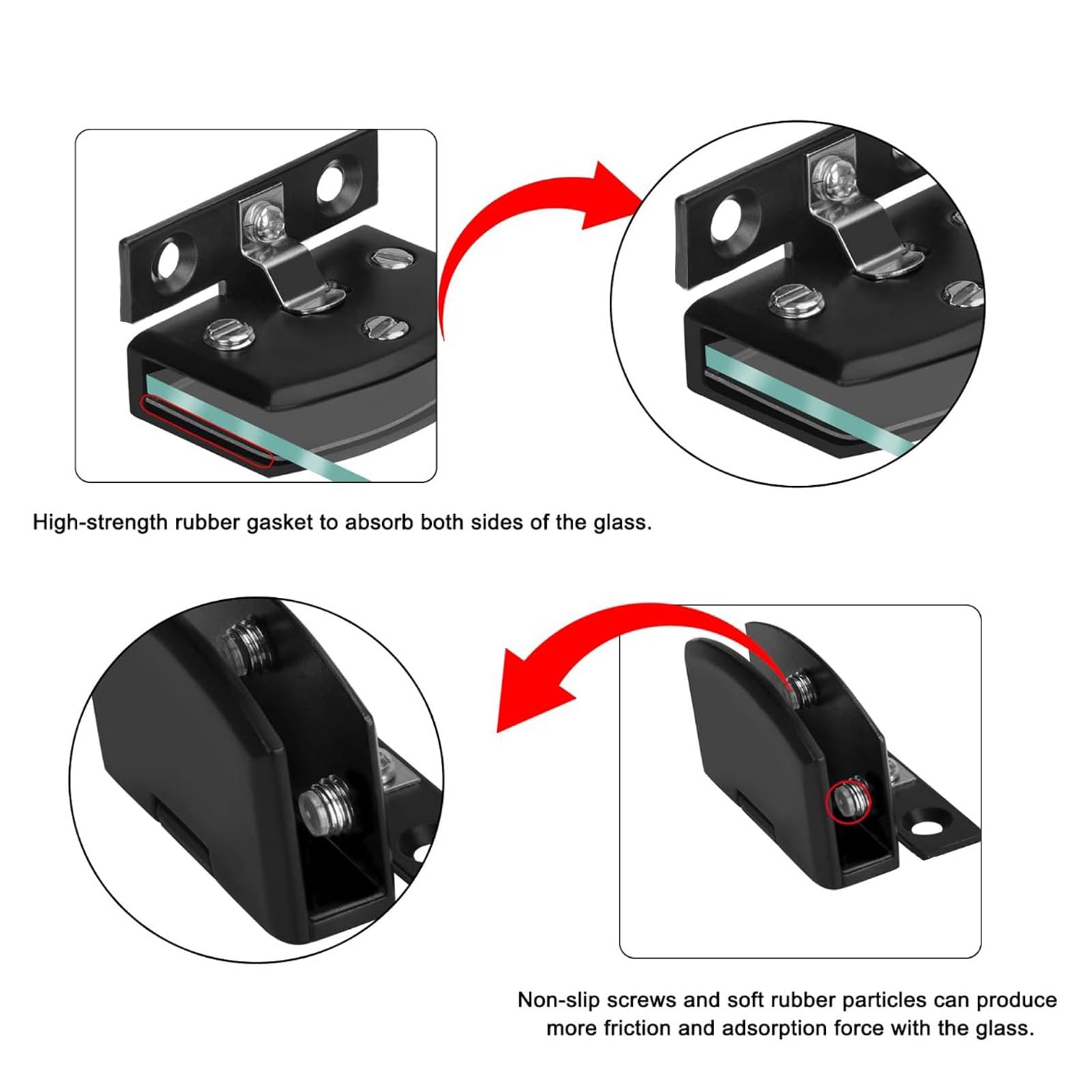 2 Pieces Zinc Alloy Hinge, Glass Door Pivot Hinge Kit - Image 3