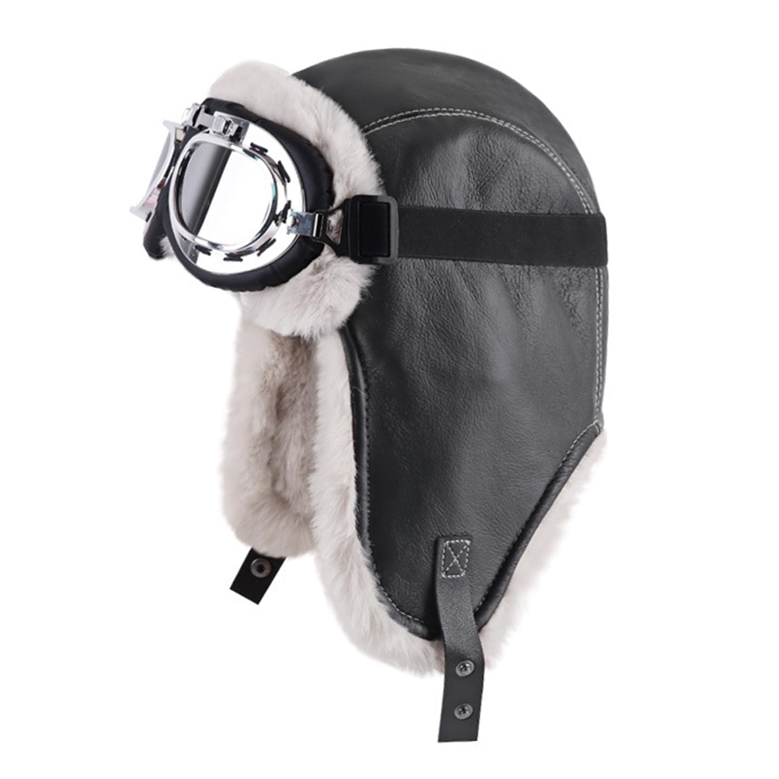 Lifup Trapper Hat Winter Hats for Men Aviator Hat with Goggles Fur Hunting Hat with Fur Ear Flaps Black One Size