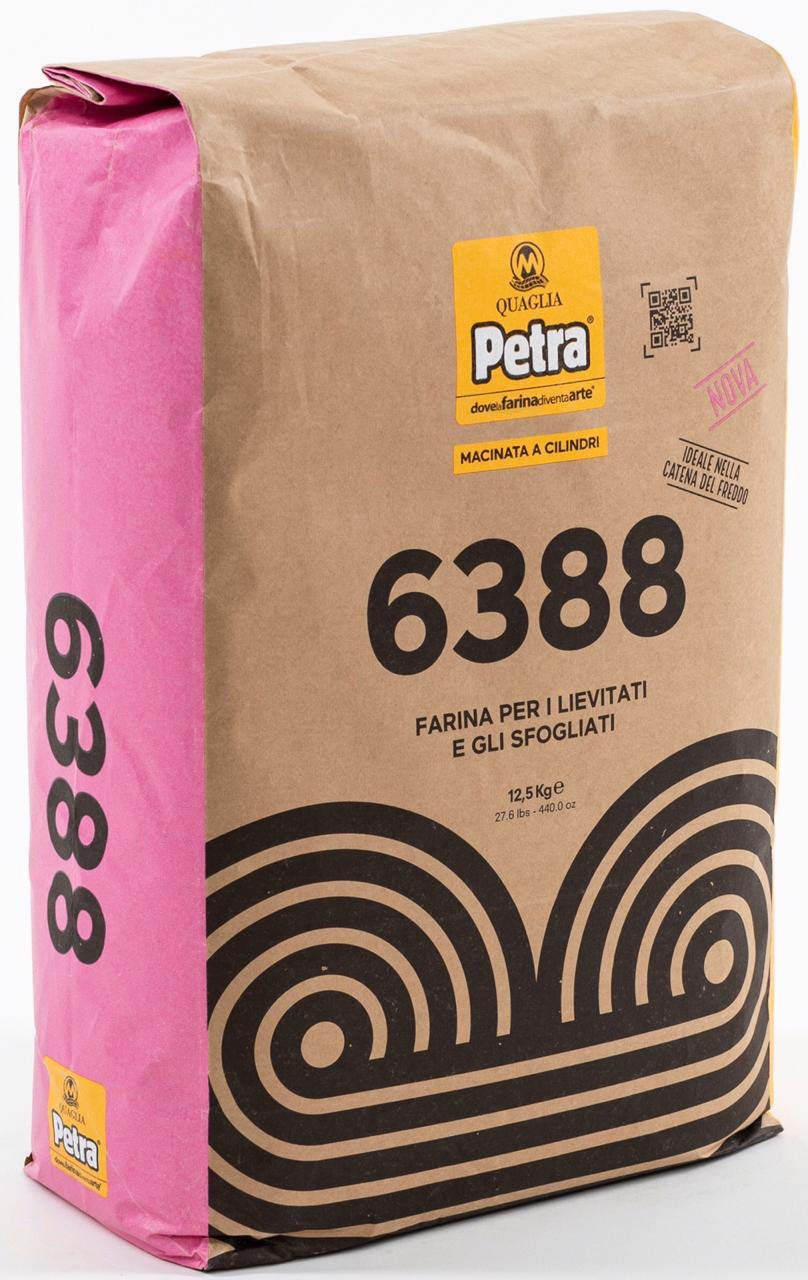 12,5 Kg Petra 6388 Farina di Grano Tenero Tipo “00” per Piccoli Lievitati e Laminati | Farina di Forza W390-420 Alta Idratazione | Ideale per Catena del Freddo, Brioche e Croissant | Senza Additivi