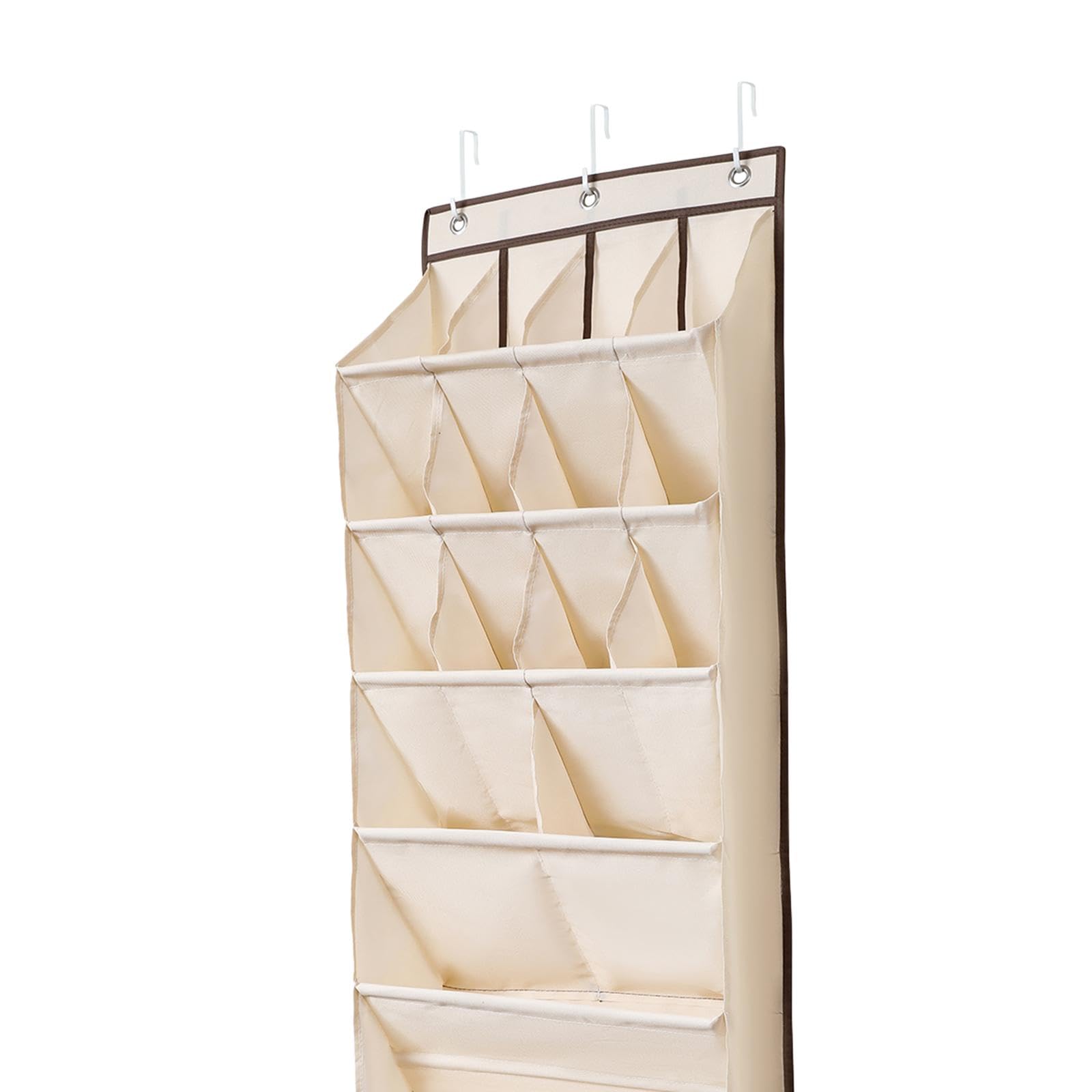 Organizador de Zapatos sobre la Puerta, Organizador de Zapatos Colgante con Bolsillos Grandes y Profundos Bolsillos Profundos multifuncionales, Beige 16 Rejillas