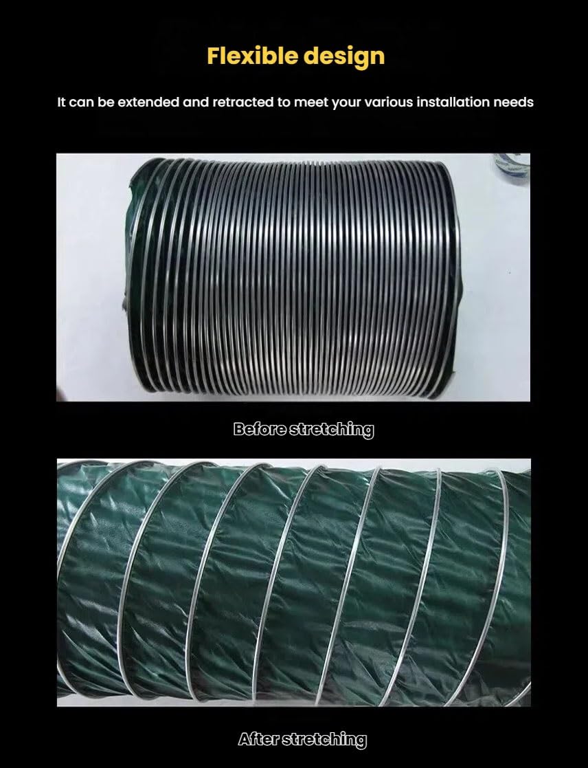 Tubo flessibile di ventilazione in tela, 5 m, ignifugo, diametro 8-80 cm, per un flusso d'aria e una ventilazione efficienti