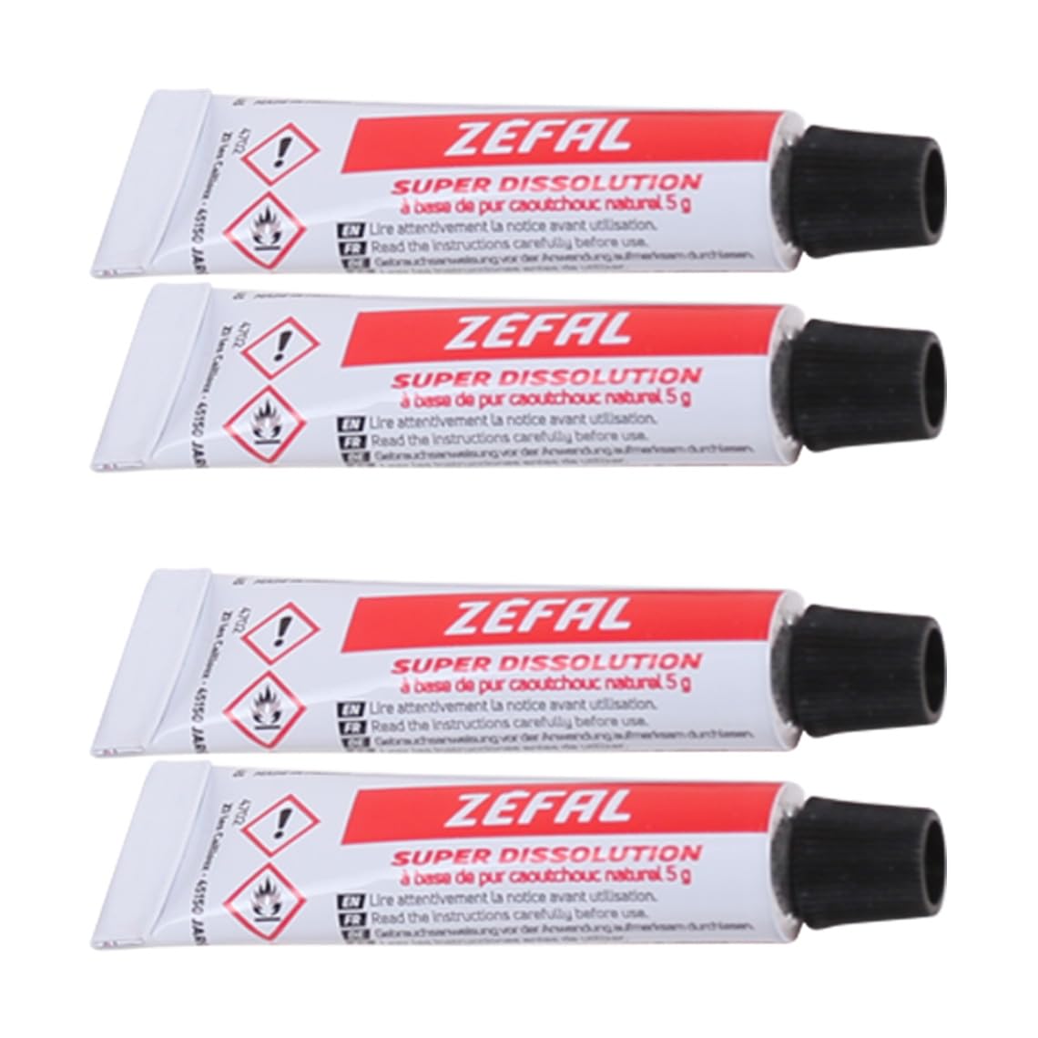 ZEFAL Rubber Cement x 4 – Mastice per Riparazione Camera d’Aria – Incollaggio Efficace e Sigillatura Fori – 4 Tubi da 5 g di pura gomma naturale – Tubo di Dissoluzione Bici – Made in France