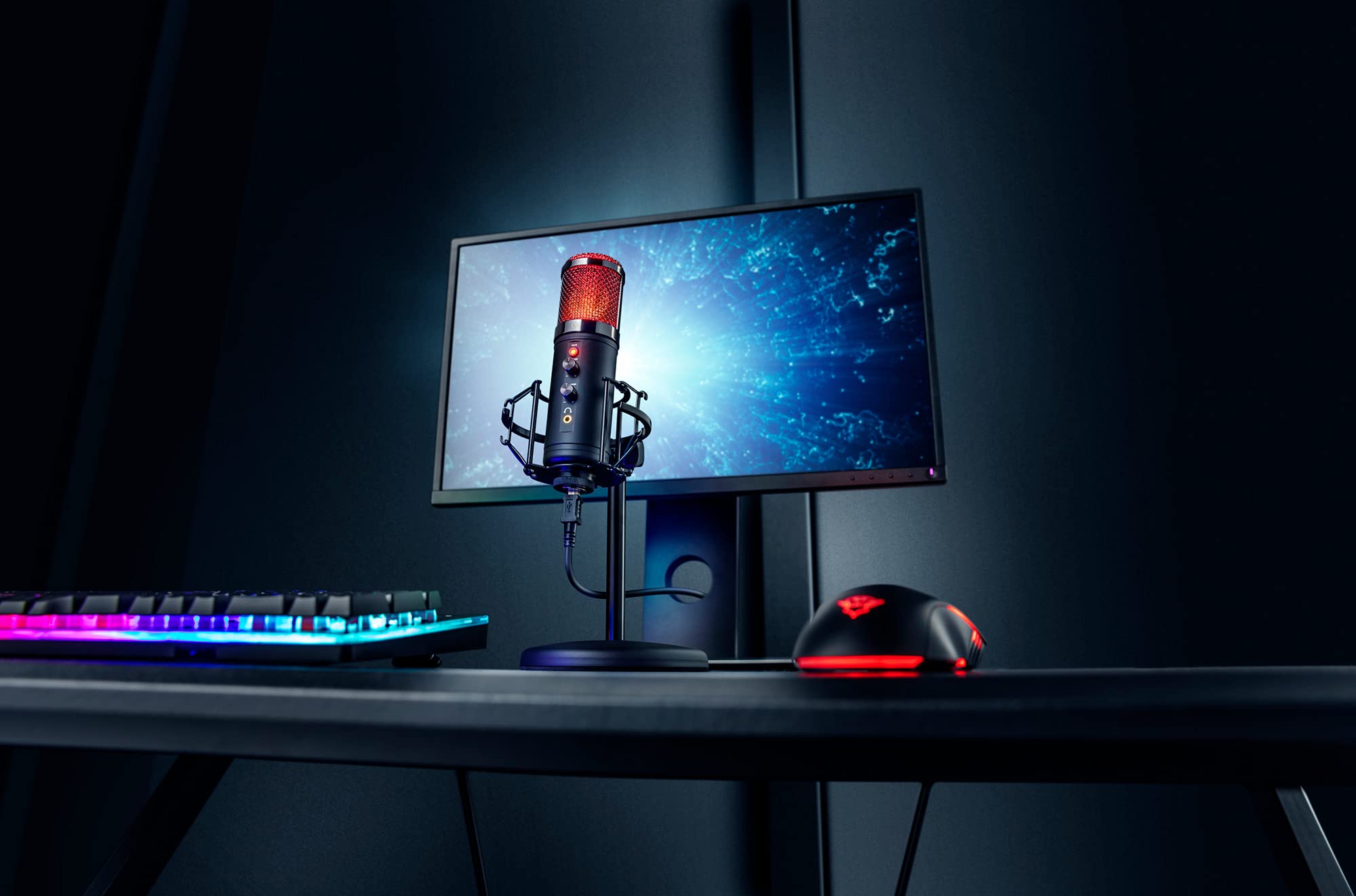 Trust Gaming GXT 256 Exxo USB Gaming Mikrofon für PC, PS4, PS5, RGB LED, Streaming, Podcast, schwarz