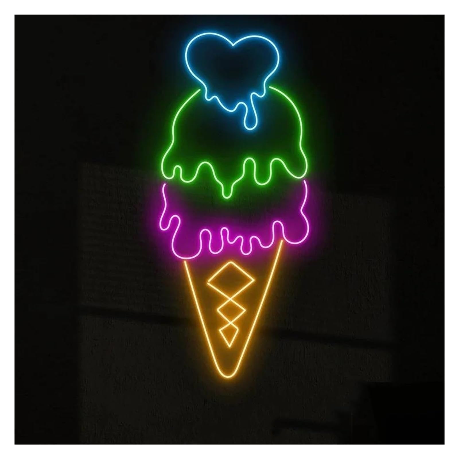 LEMST Sign Lamp Ice Cream Heart Neon Sign Wall Decor Dessert Restaurant Convenience Stores USB Powered Light 38cm