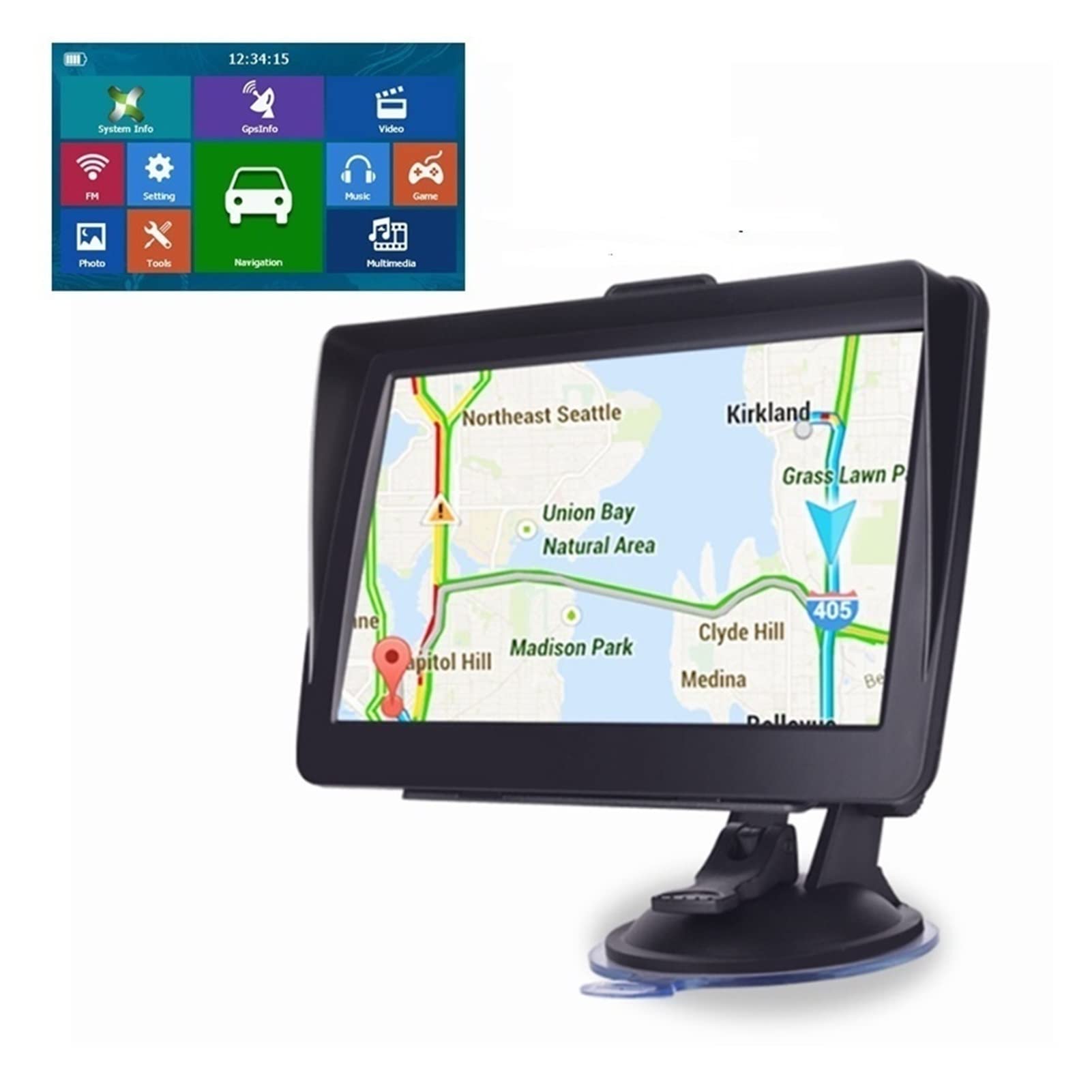 Auto GPS di navigazione da 7 pollici con sunvisor 256 8 GB. Truck Sat Navigator. FM. Mappe gratuite del trasmettitore