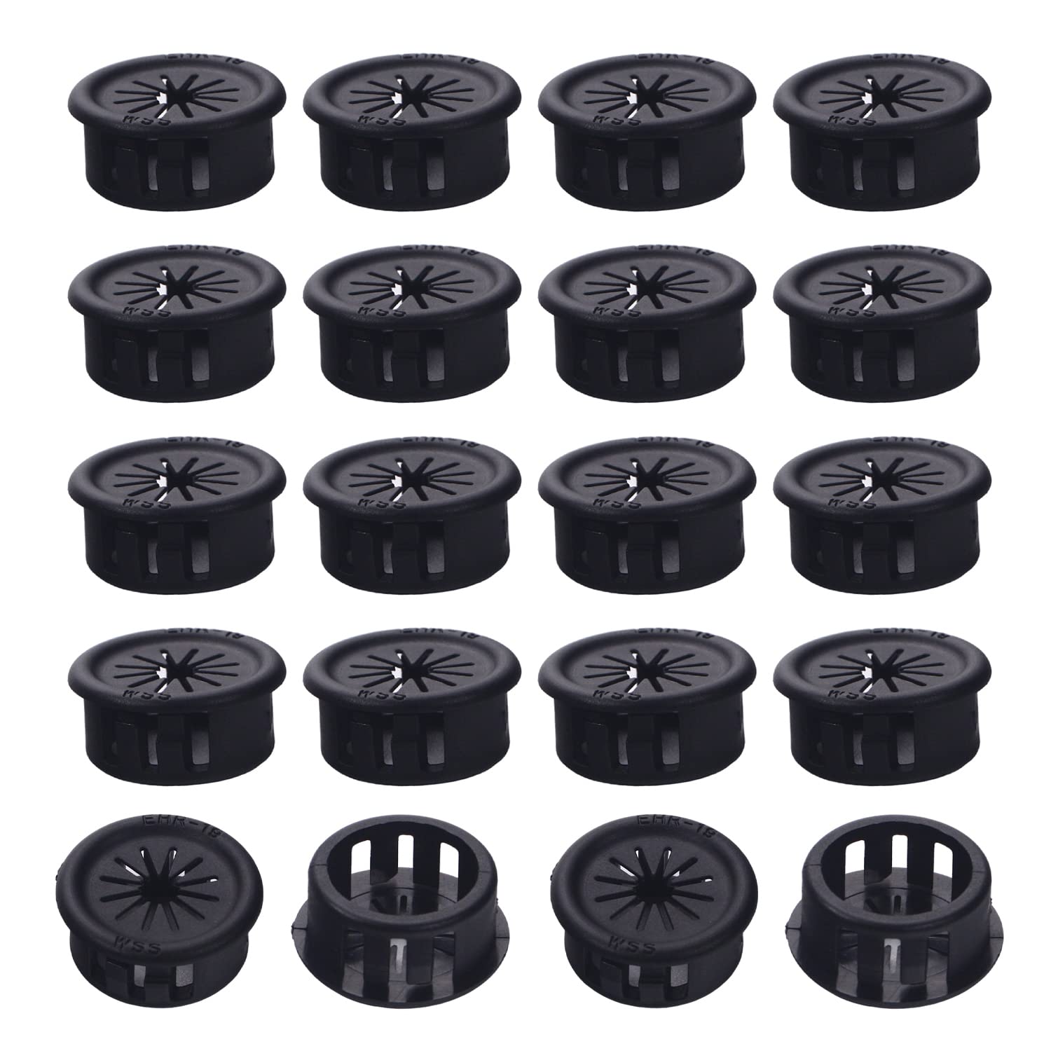 Fielect EHR-19 Black Nylon Cable Pipe Snap Bushing Protector Grommet 25Pcs-image-42