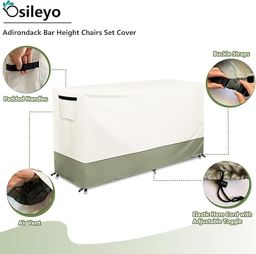 Miniatura 4 de Fundas para juego de comedor de patio, 100% impermeables, para exteriores, sillas y juegos de mesa, fundas para mesa de bar, para muebles de patio,