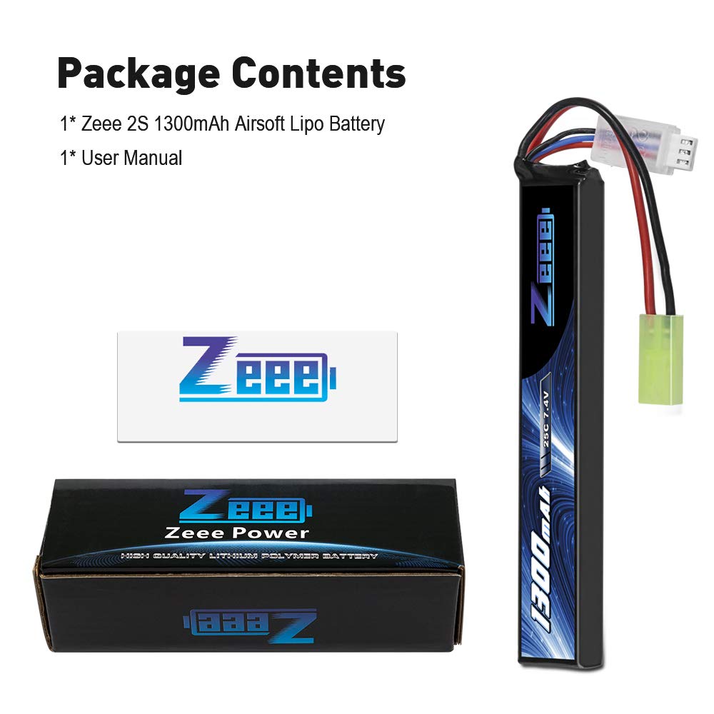 7.4V 1400mAh Airsoft Battery With USB Charger - Dean-Style Plug For Gel Blasters