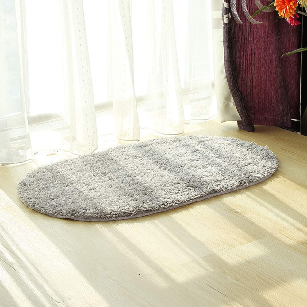 Weich Absorbent Dick Badvorleger, Oval rutschfest Mikrofaser Chenille Badteppich Maschinenwaschbar Badematte Für Waschküche-grau 90x60cm(35x24inch)