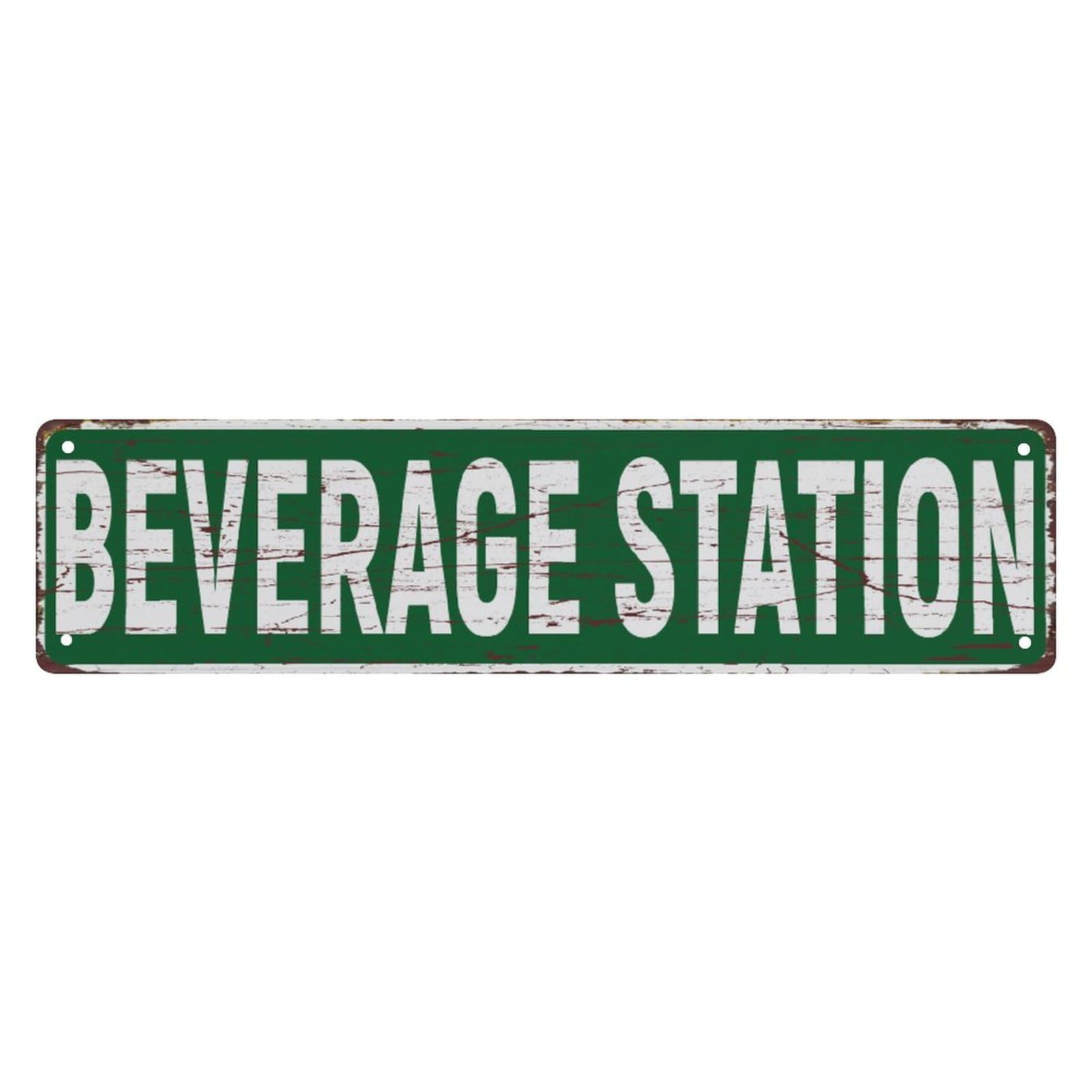 peiyeety Vintage Metal Tin Sign Decorative Wall Art Beverage Station Themed Sign, Rustic Style, Durable Waterproof Rustproof, For Home, Bar Decor, Home, Easy To Mount, 4x16 Inch