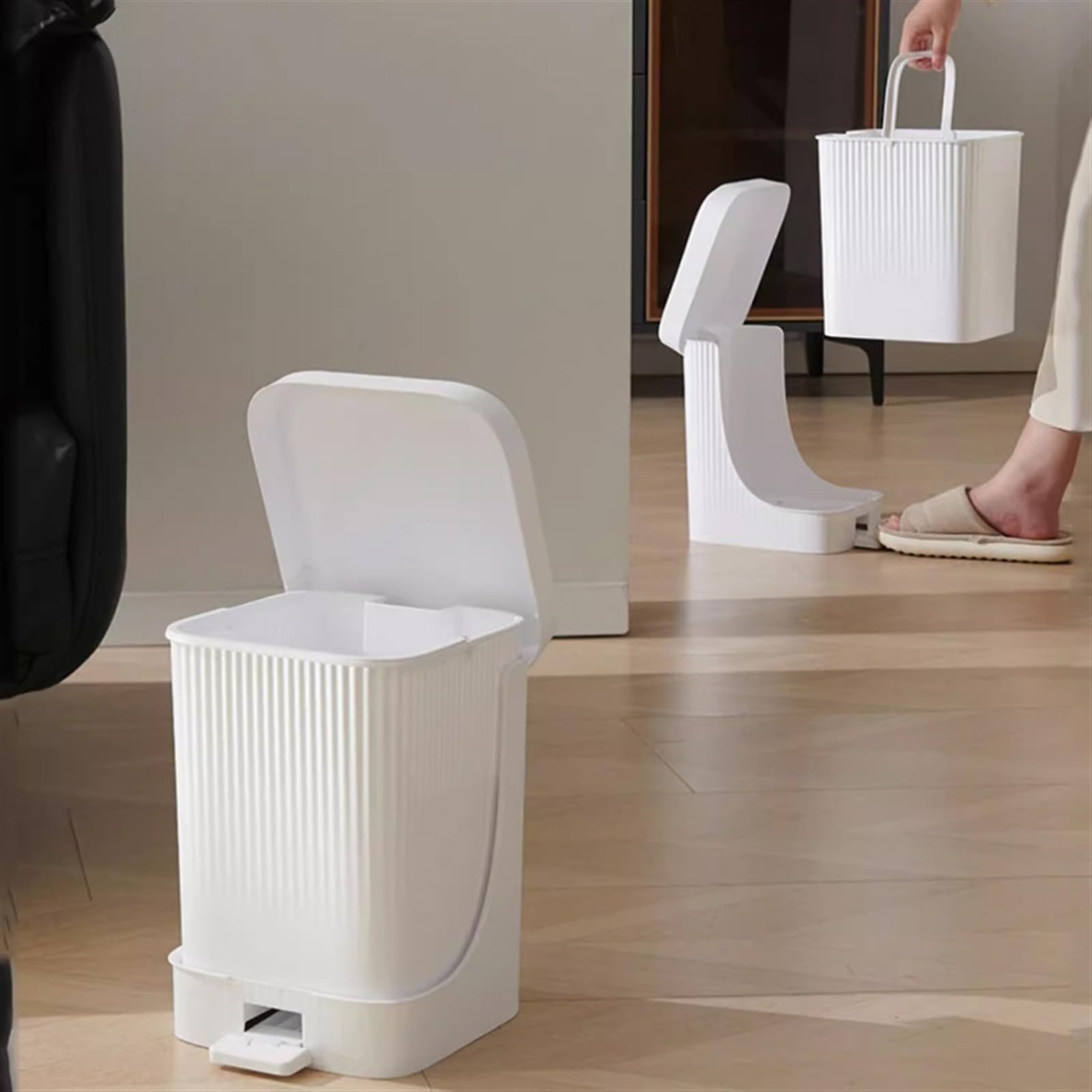 Pattumiere da Bagno Pattumiera con Coperchio Pedale A Gradino Secchio for Il Trasporto Staccabile