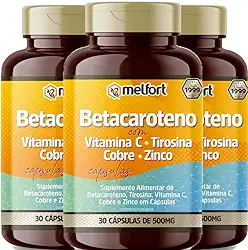 Betacaroteno Com Vitamina C, Tirosina, Zinco 90 Cápsulas