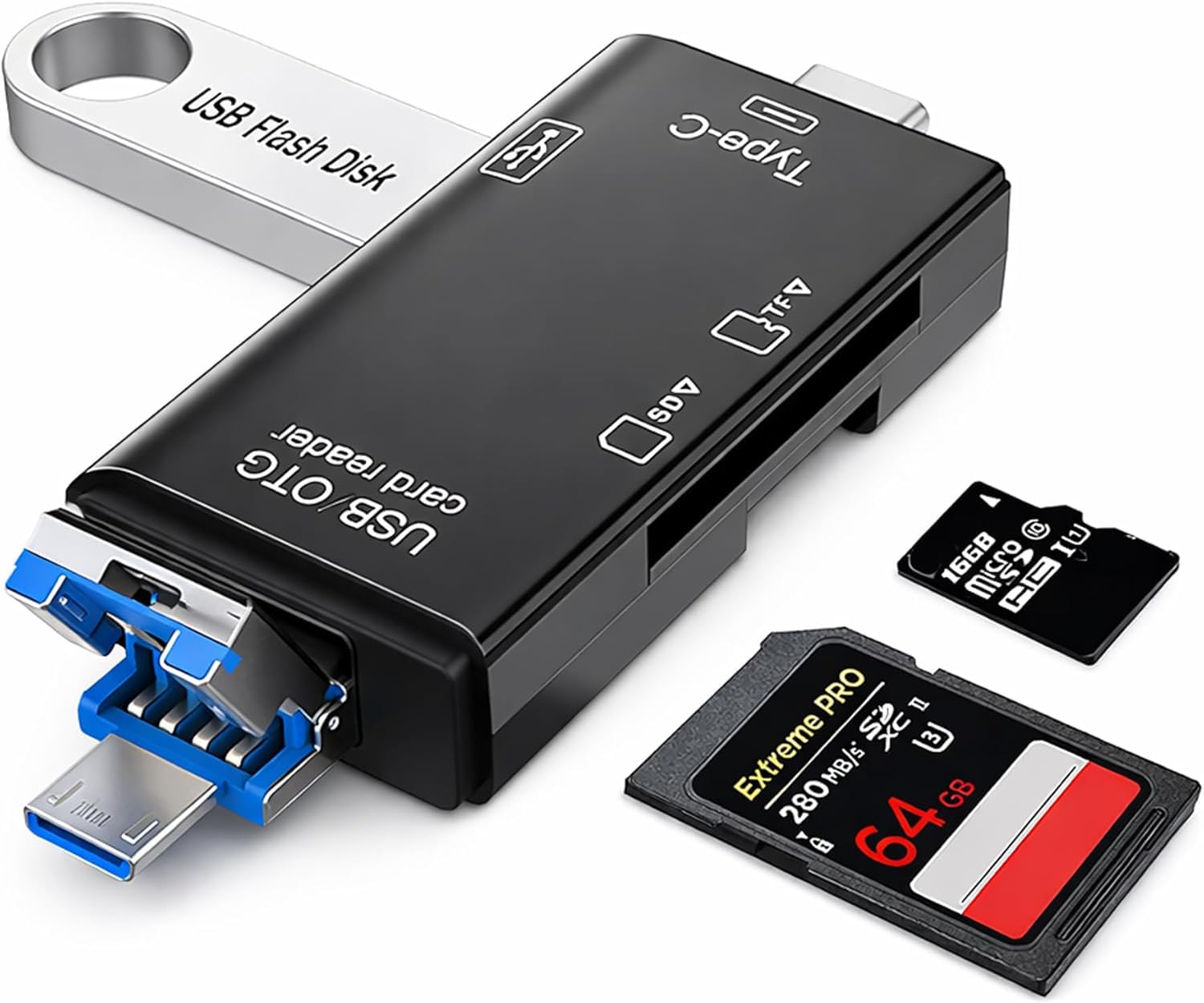 SPIN CART USB OTG Card Reader Multi-Function Adapter for Micro SD/TF/SD Cards, Type-C, USB 3.0, Micro USB Interface, High-Speed Data Transfer for Phones, Tablets, Laptops, Black-image-22