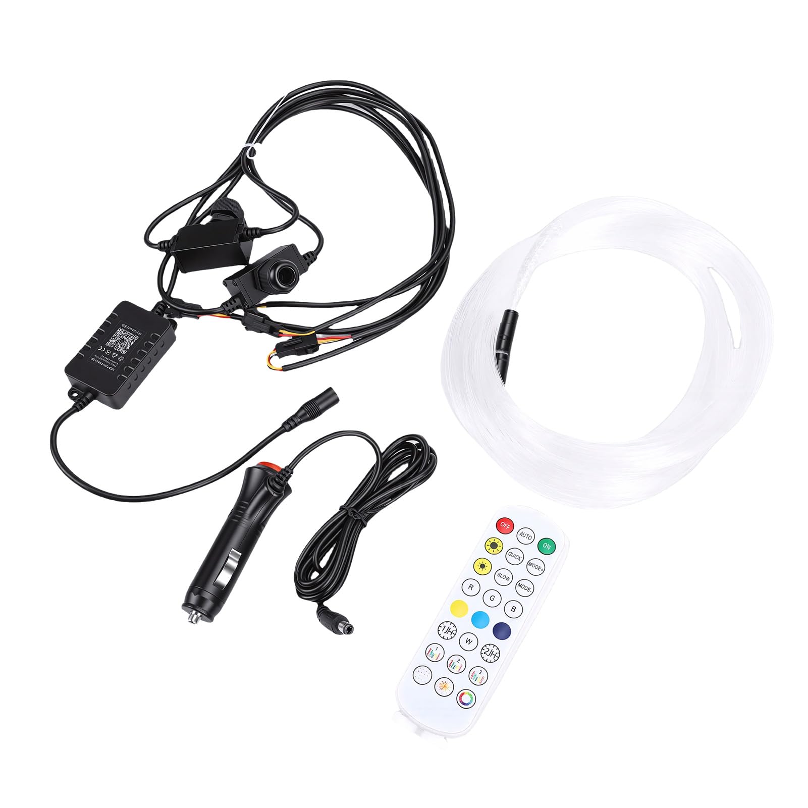 Luocute Luce a Fibra Ottica, Kit Luci LED RGBW da 1,5 W con 100 Fili PMMA da 0,75 Mm 2 M, Telecomando APP BT per Soffitto di Casa Auto, Cavo in Fibra Ottica Ponticello Cavo Patch