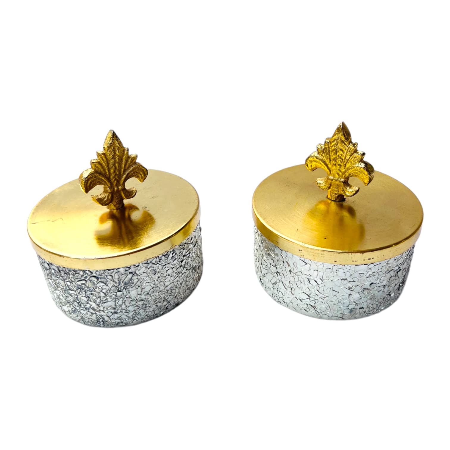 WS Wrap Shap Mosaic Metal Jar for Dry Fruit Gifting, Serving, Tableware, Snacks - Small, Set of 2