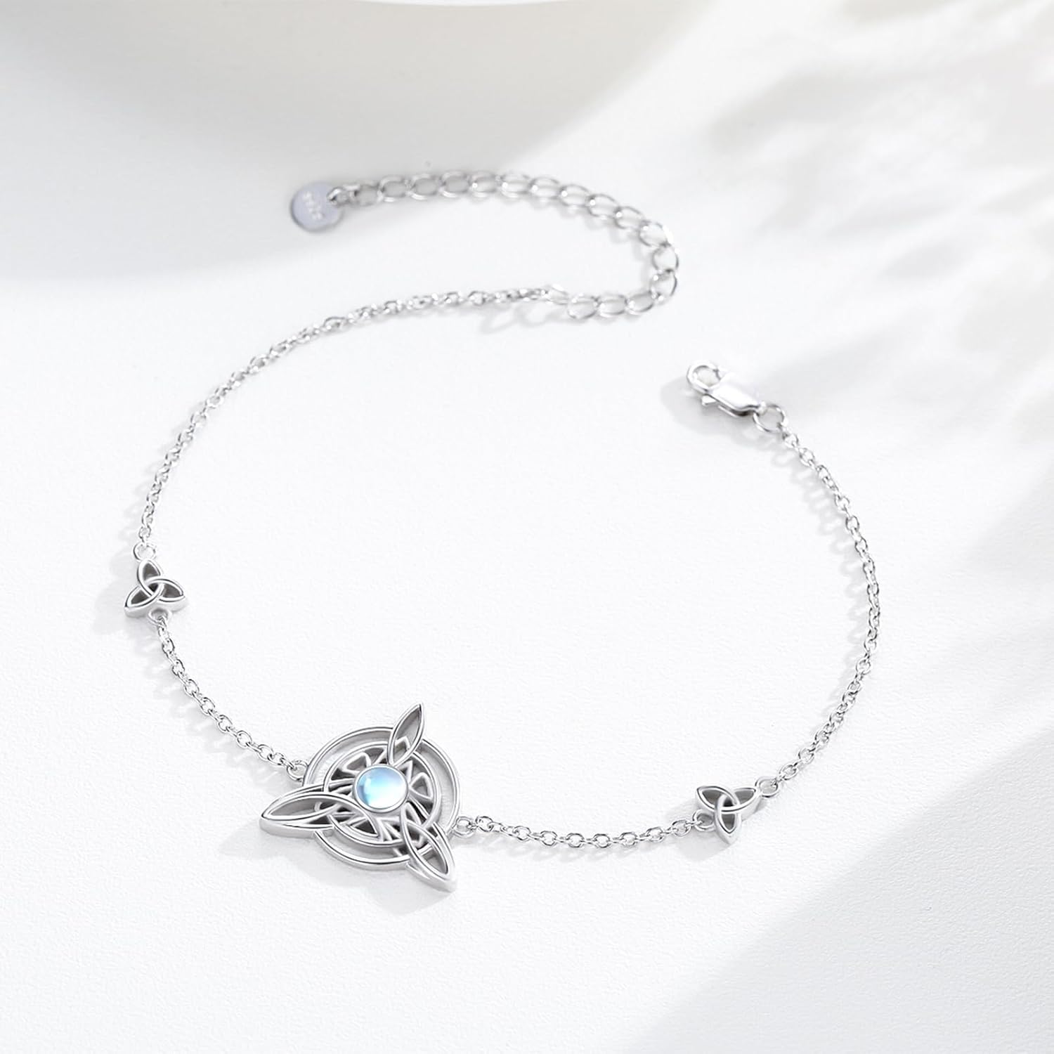 CUOKA MIRACLE Moonstone Celtic Bracelet For Women S925 Sterling Silver Celtic Knot Moonstone Bracelets Celtic Moonstone Bracelet Moonstone Irish Celtic Jewelry For Women
