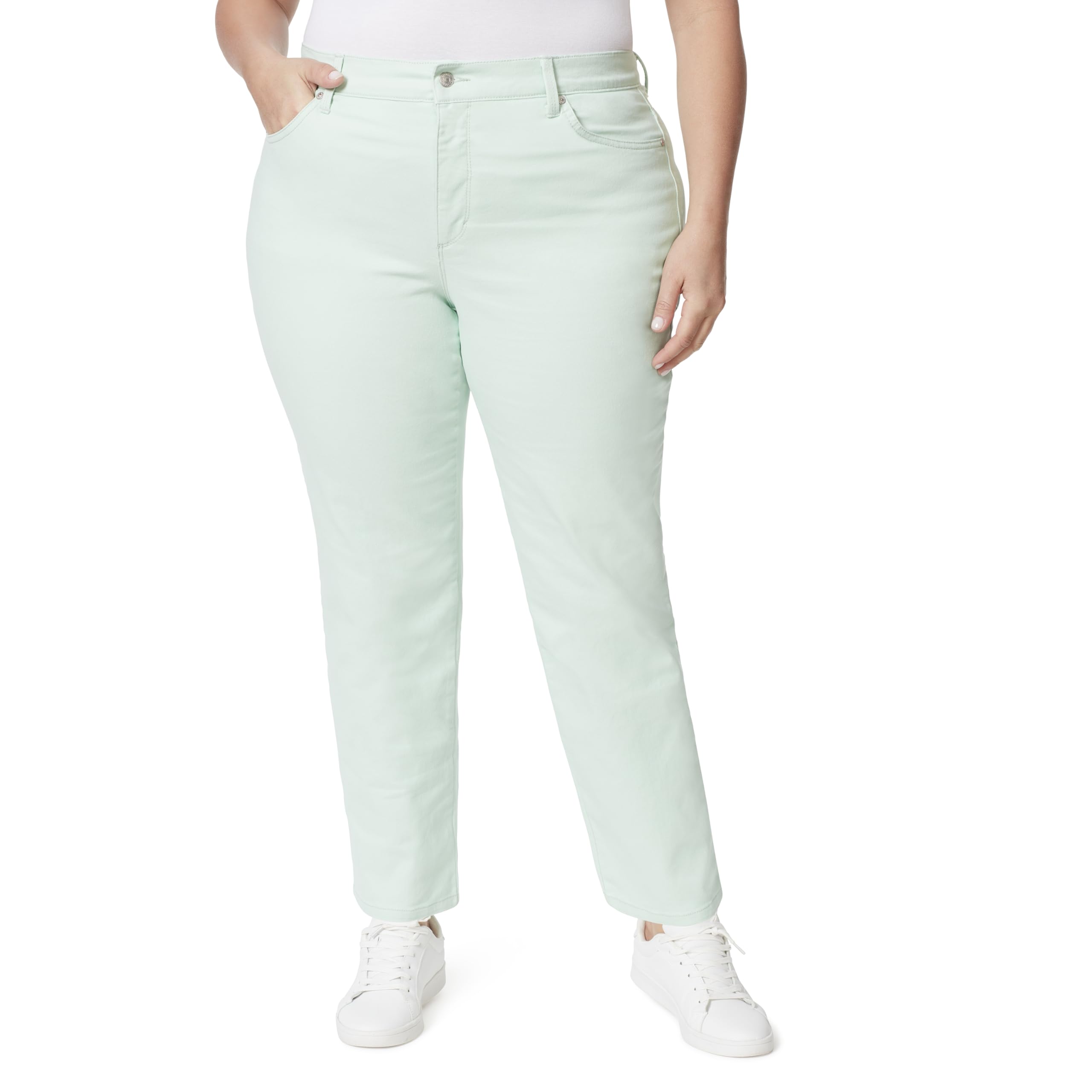 Gloria Vanderbilt Women's Plus Size Amanda Classic High Rise Tapered Jean, Jade Breeze