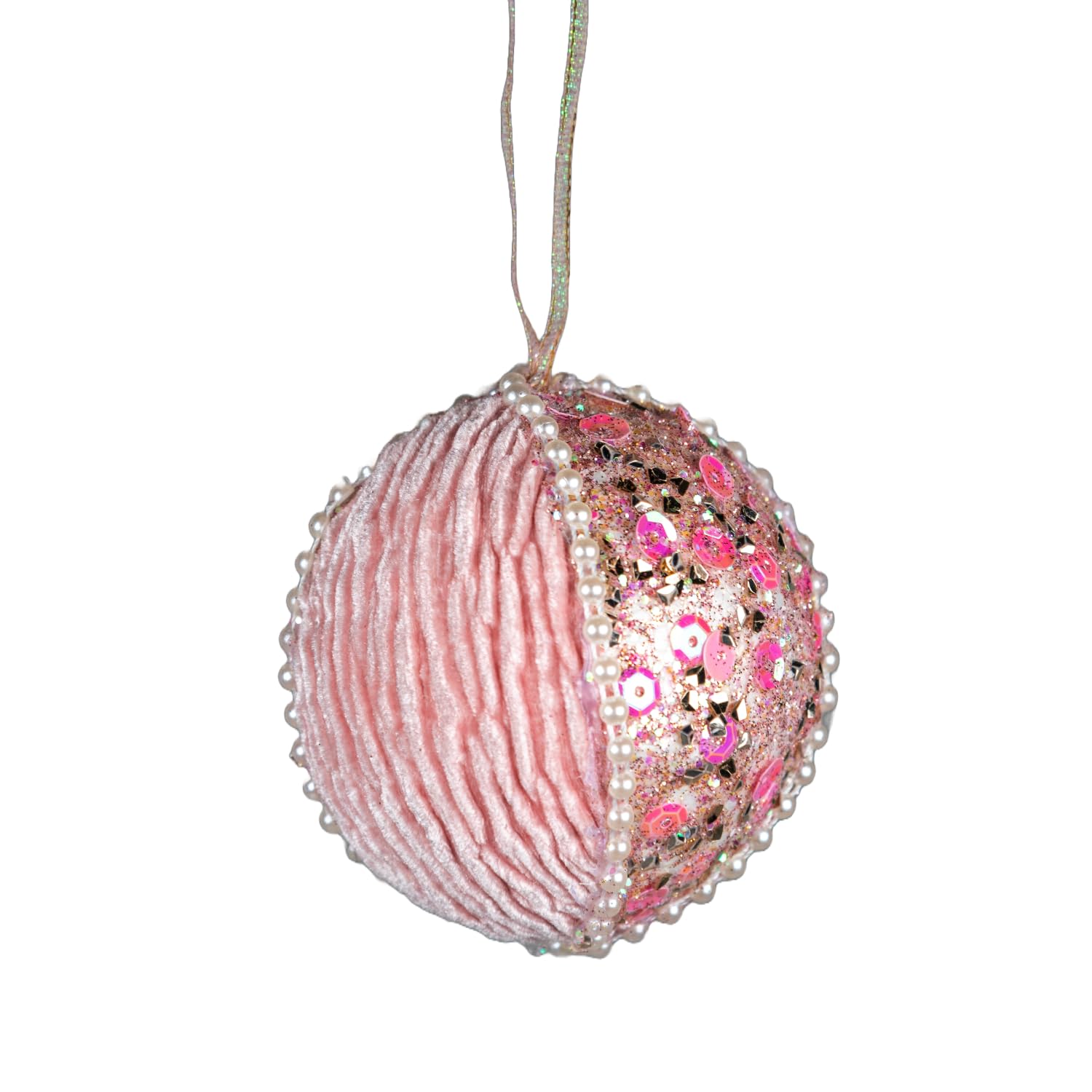 Shatchi Bauble Baby Pink 7Cm - Christmas Tree Hanging Decorations Festive Decorative Ornaments Fairy Tale Themed Xmas Tree Pendant