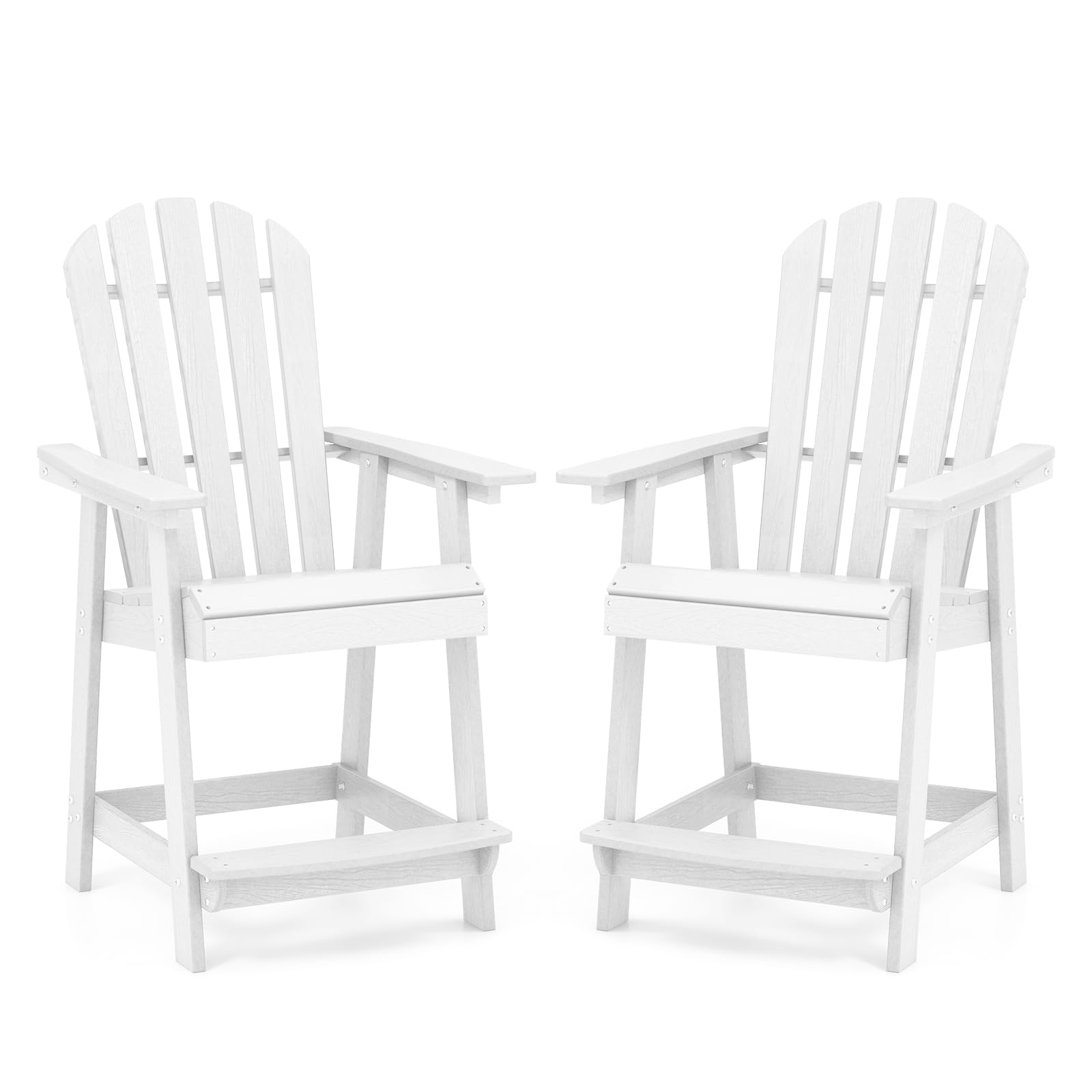 Tangkula Outdoor Bar Stool, HDPE Tall Adirondack Chair with Armrest & Footrest, Weather Resistant 47 Inch Counter Height Barstool Lifeguard Chair for