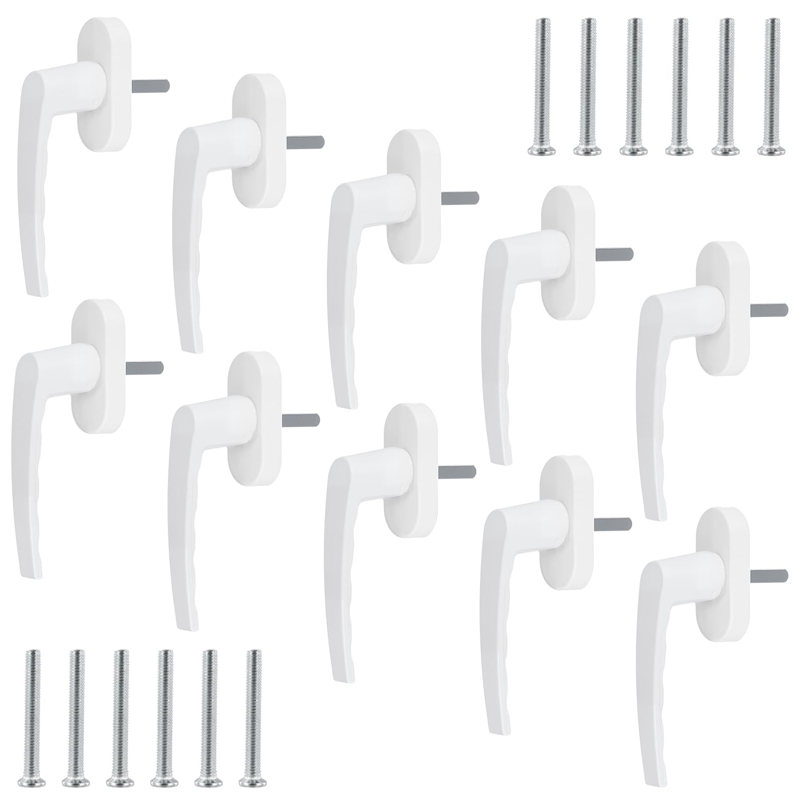 10 x 35 mm window handles, white, window lock without locking cylinder, window handle, balcony door handle, window latch for windows, balcony and patio doors