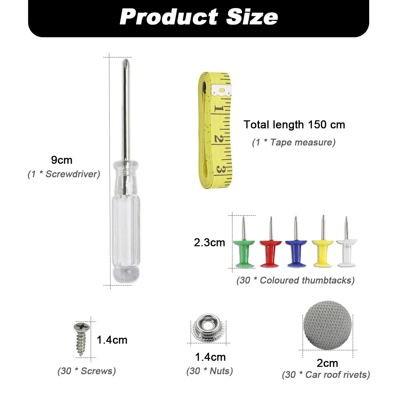 30 Pcs Kit Riparazione Cielo Auto, Universale Set Riparazione Tetto Auto Interno, Rivetti per Riparazione Tetto Auto con Cacciaviti, Puntine e Metro a Nastro per Tutte le Auto (Grigio)