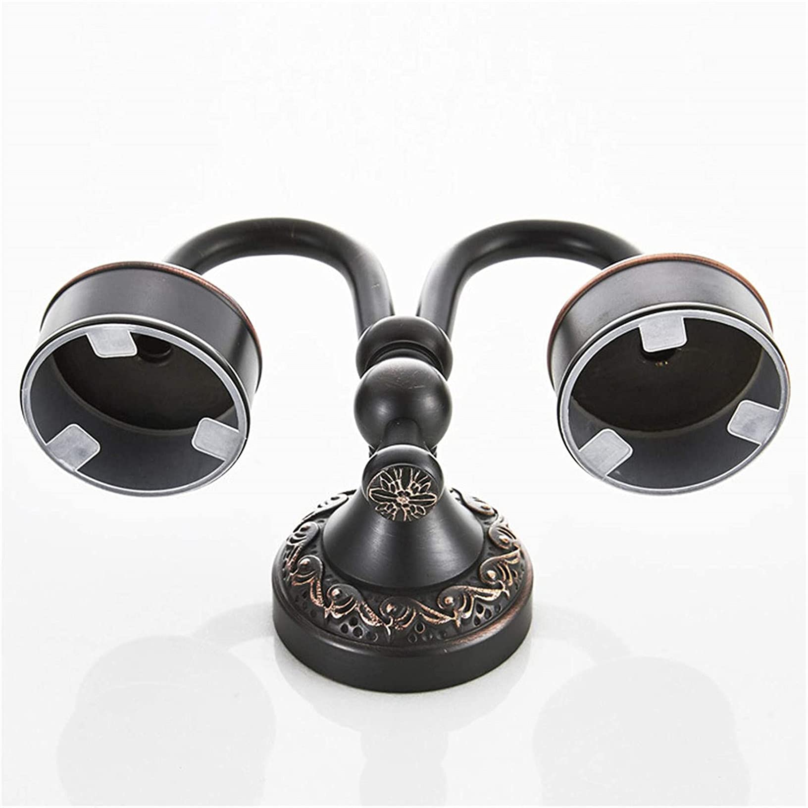 Schwarz Retro Messing Zahnbürstenhalter, Europäischer Stil Wand Geschnitzt Doppelt Keramik Becherhalter, Bronze Finished Mund Becher Halter Anhänger Badezimmer Zubehör