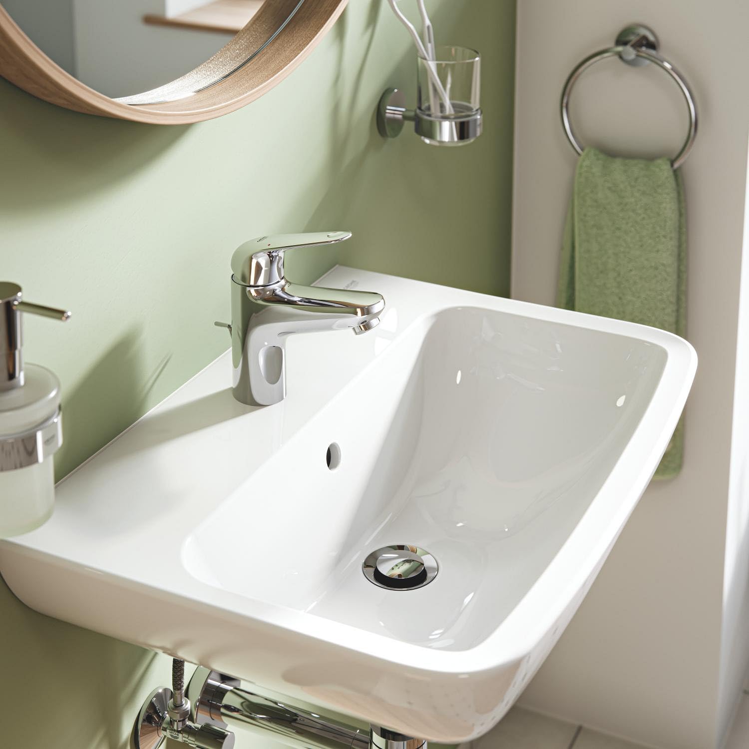 GROHE Swift Mitigeur Monocommande Lavabo, Economie d'Eau, Taille S, Tirette et Vidage, Installation Facile, Chromé, 24316001