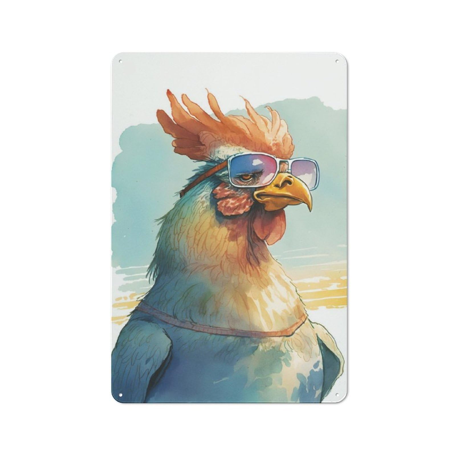 Junmoney Funny Rooster Retro Metal Wall Sign 30X20cm With For Pub Or Café, A Housewarming Gift For Hospitality Wall Decor Collectors