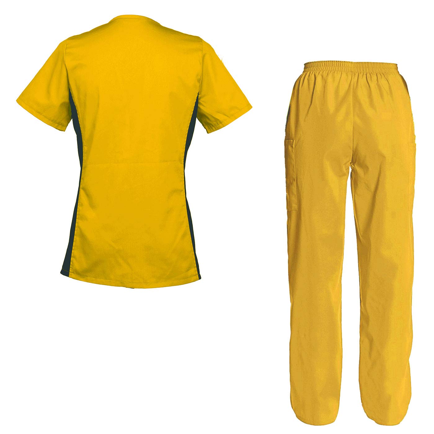 Women's Scrubs Set Scrub Top and Pants Scrubs Set Yellow