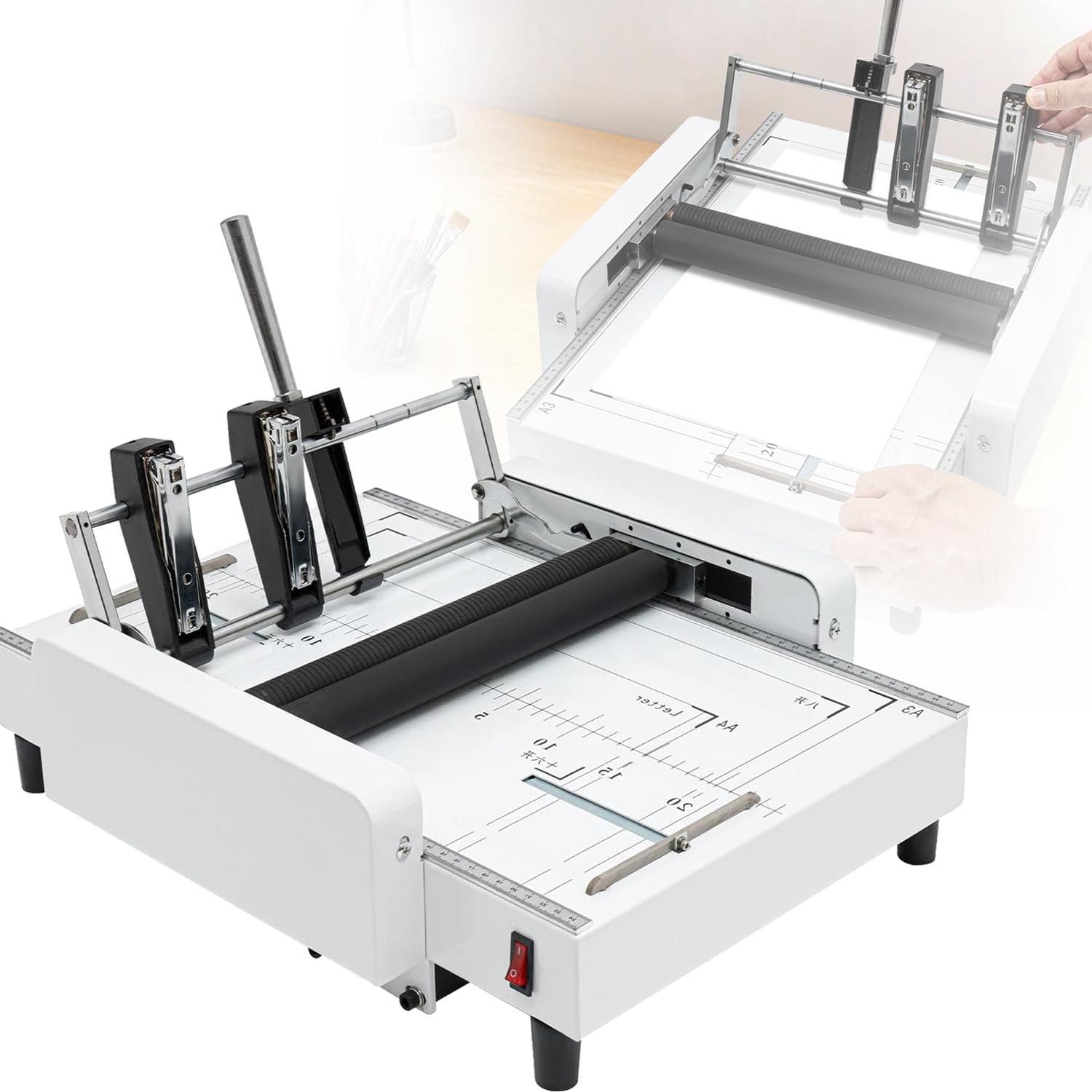 YXZYFPP Automatic Paper Folding & Binding Machine, Max 11.7x16.5, Multifunctional Book Maker for Home, School, Office & Church, Efficient Stapling for High-Volume Use (4nails)