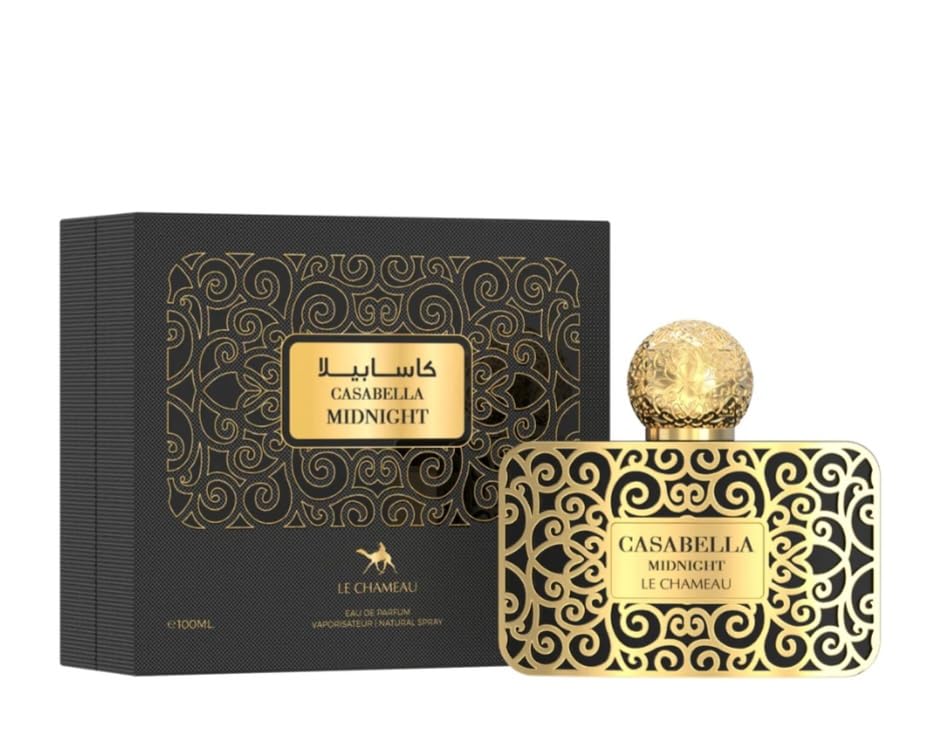 EmperCasabella Midnight Eau de Parfum, Le Chameau, 100ml, Natural Spray, Gold and Black Ornate Design