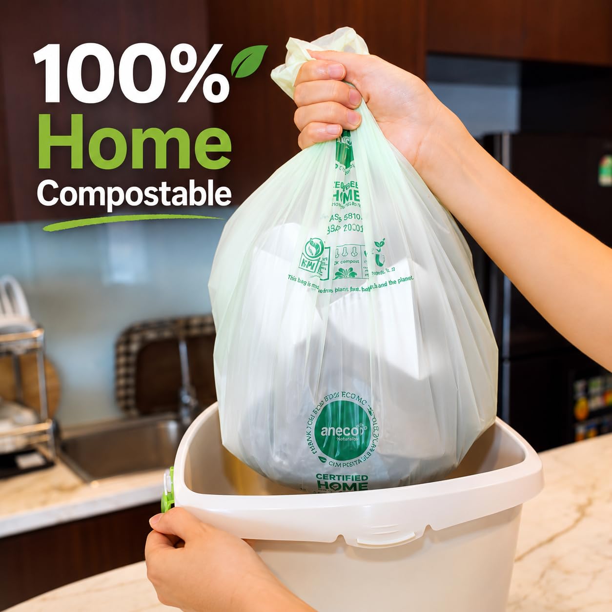 ANECO 3 Gallon Compostable Food Waste Bags Gallery Image