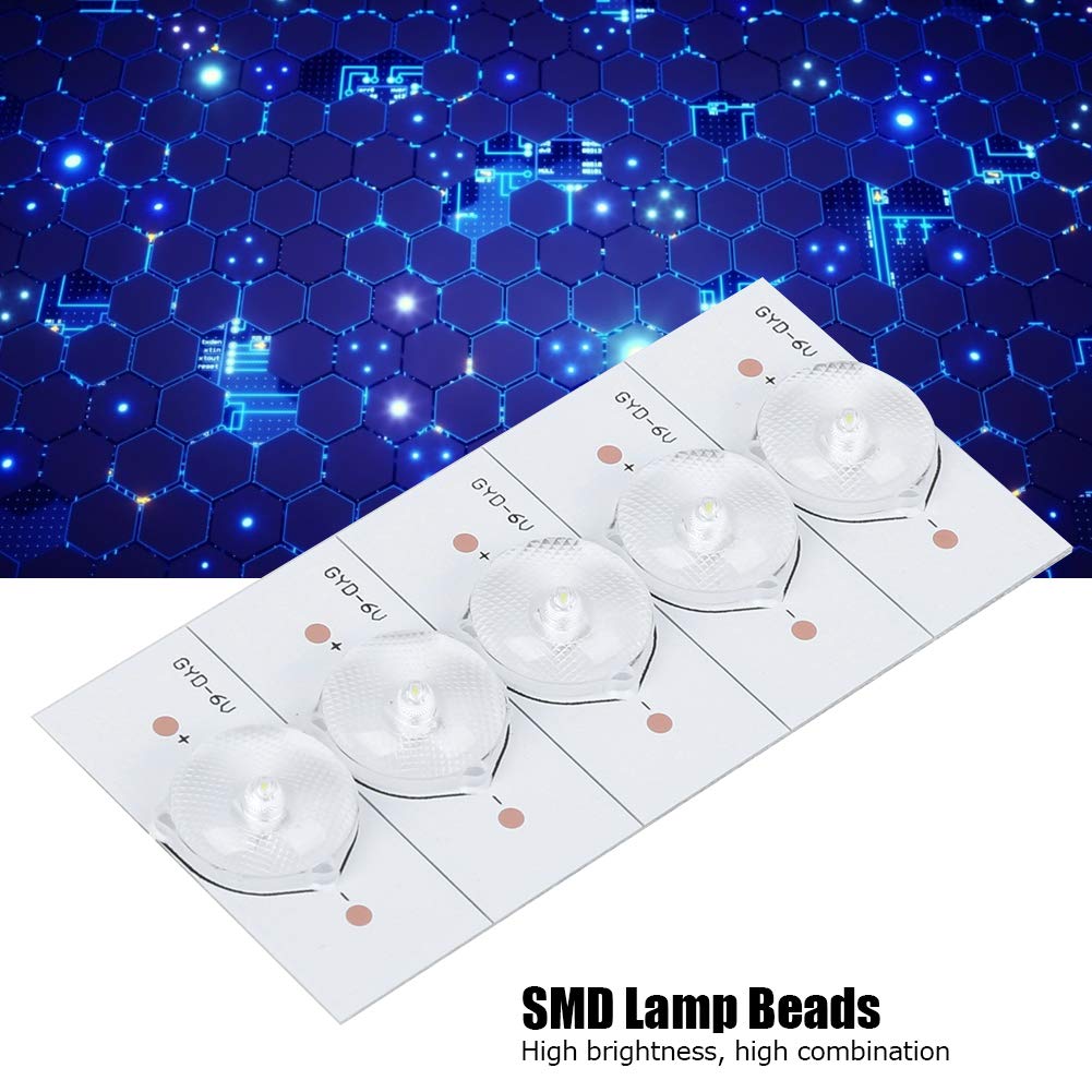 Perles de lampe SMD, perles lumineuses à usage général avec filtre à lentille optique couleur de lumière blanche pour réparation de TV LED 6V(20 Pcs)
