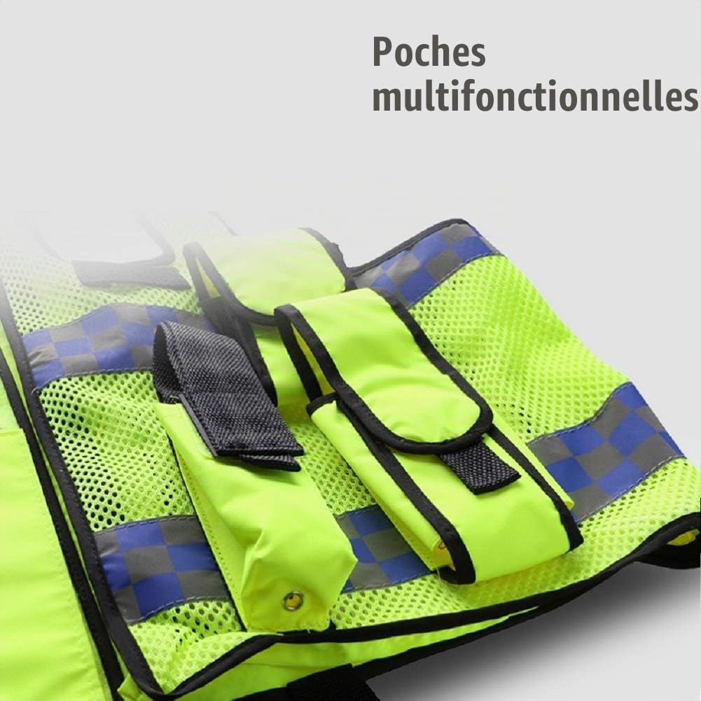HYCOPROT Gilet De Sécurité Réfléchissant Engrener Haute Visibilité Premium Utilitaire Résistant de Construction de Police de la Circulation Tactique Réglable avec Multi Poches (Jaune)