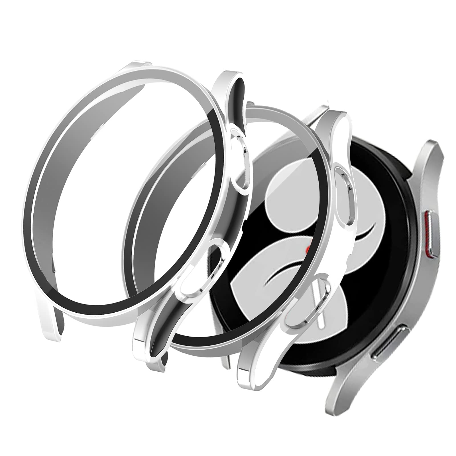 Haojavo 2 Pack Case for Galaxy Watch 4 40mm with Tempered Glass Screen Protector,Retro Frame Fashion Design Ultra-Thin Bumper Full Cover Protective Case for Samsung Galaxy Watch 4 40mm Accessories