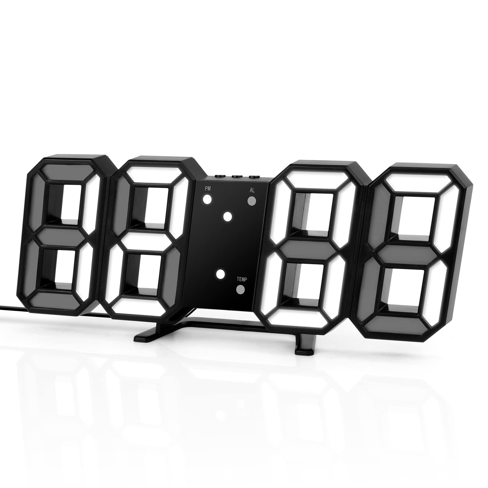 VIPMOON 3D LED Digital Alarm Clock Easy Read, Modern LED Desk Digital ...